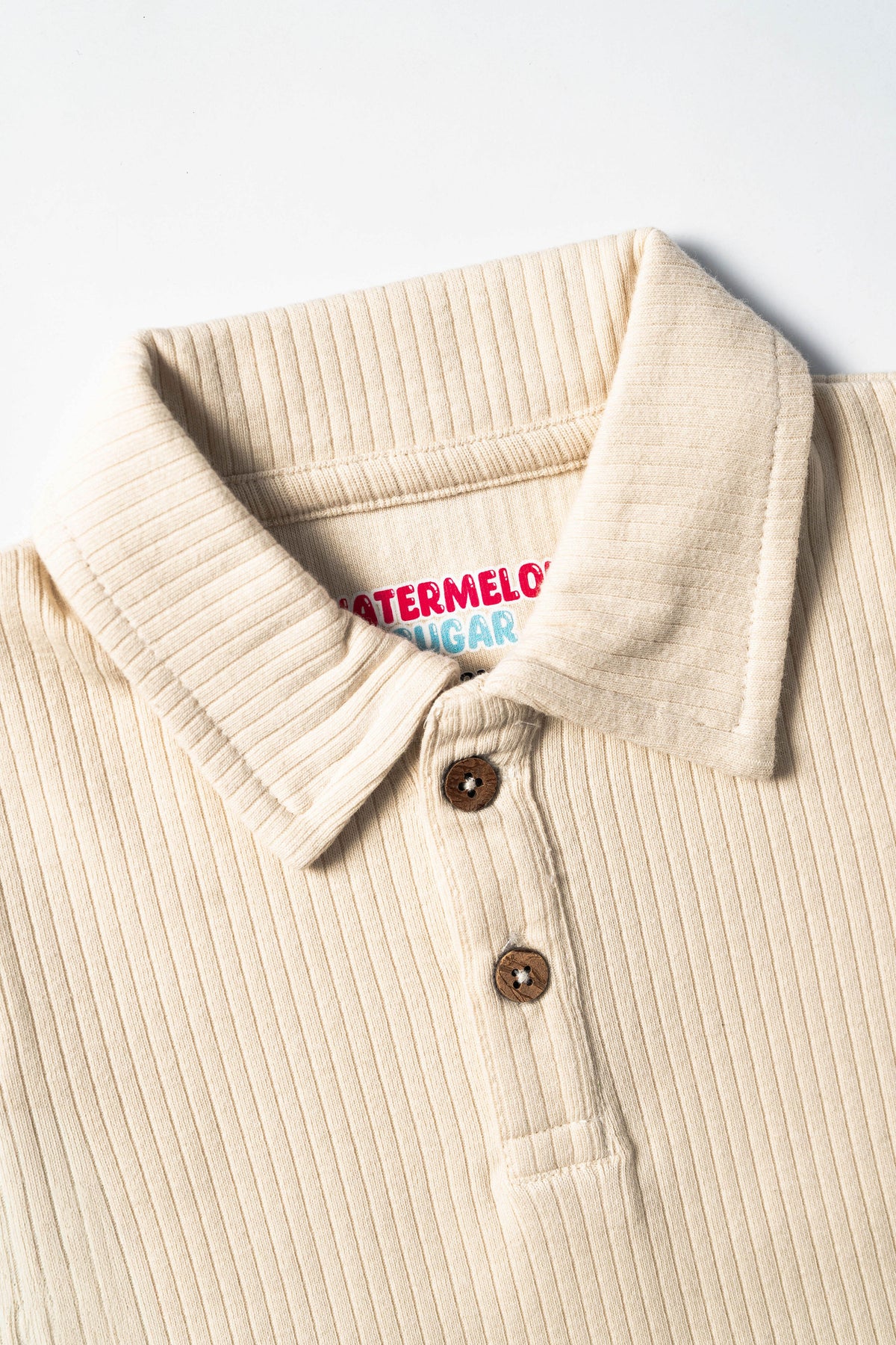 Ribbed Polo Co-ord Set – Cream(553)