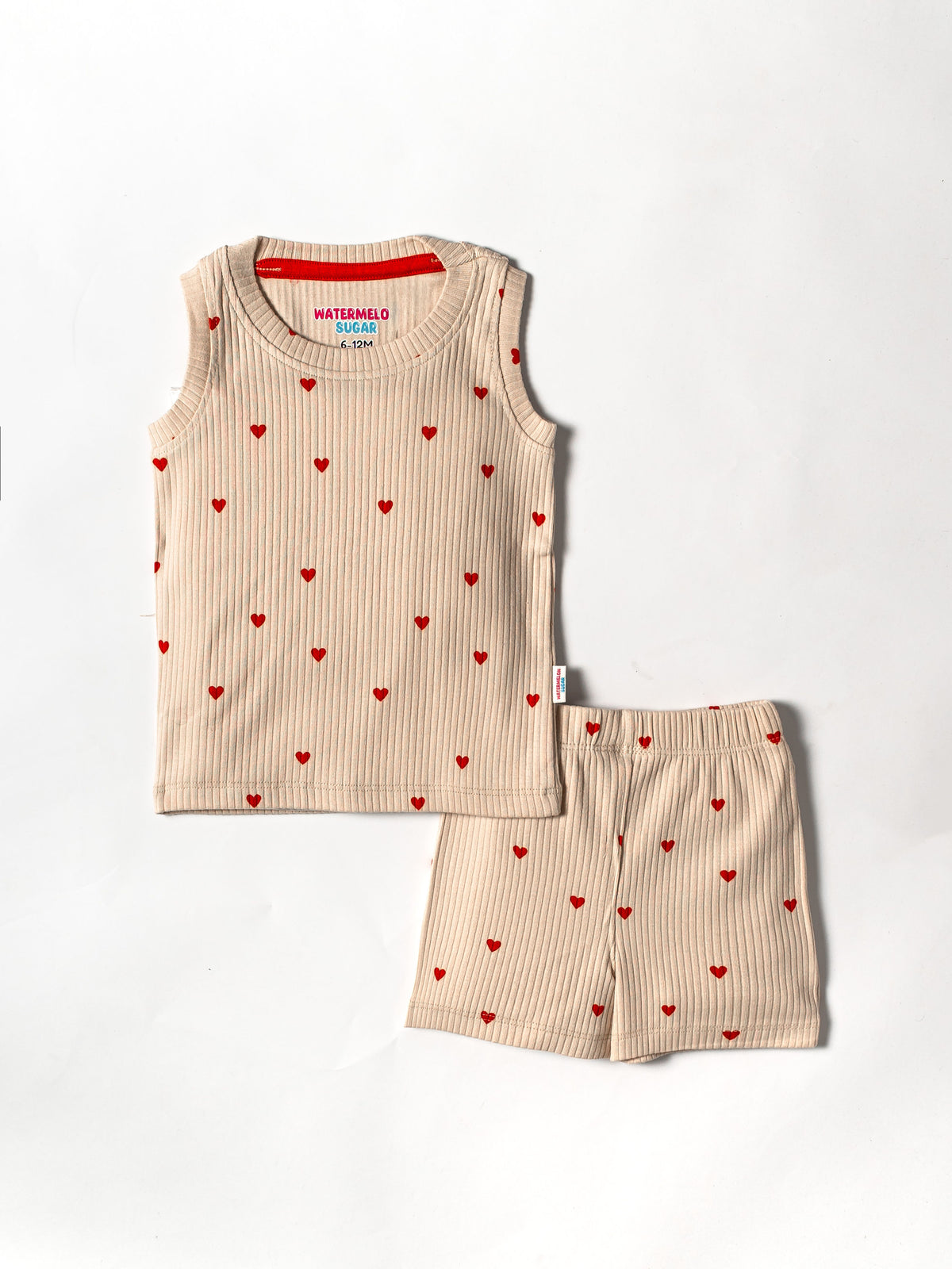 Tiny Hearts Rib sleeveless Co-ord Set(476)