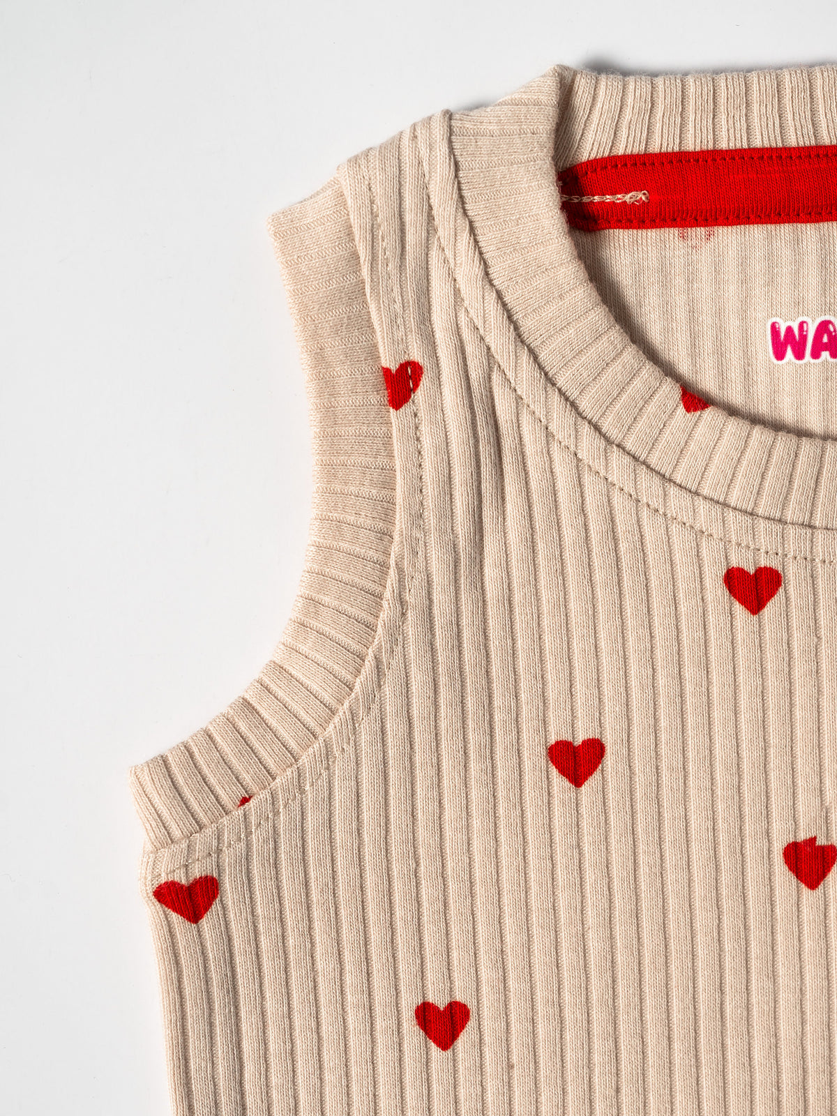 Tiny Hearts Rib sleeveless Co-ord Set(476)