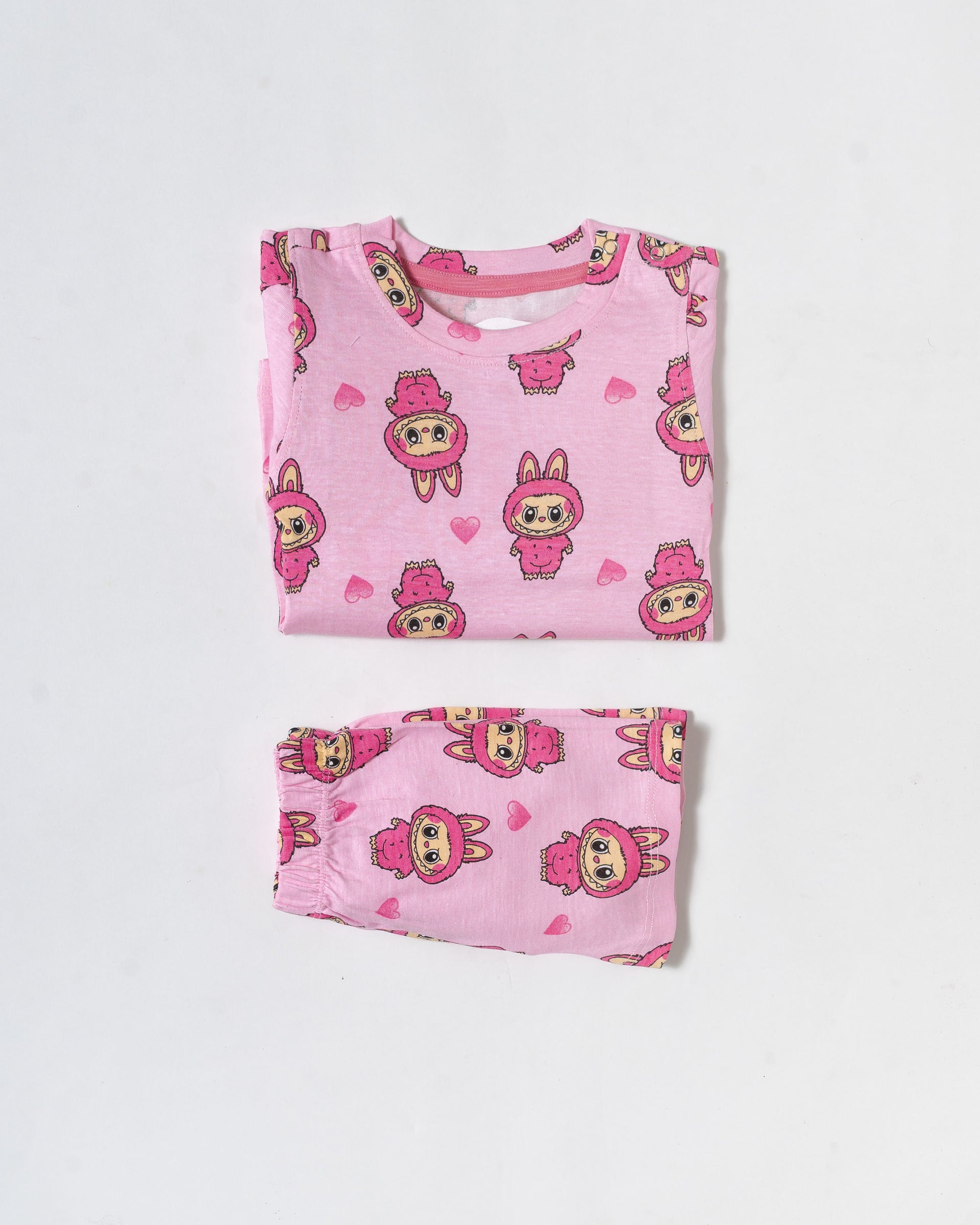 Candy Pink Bunny Heart Puff Sleeve Co-Ord Set (272)