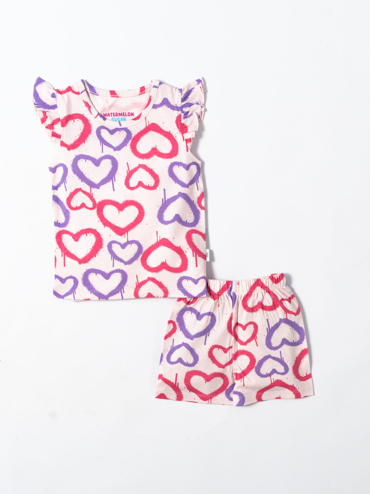 Graffiti Hearts Frill Top & Shorts Set (557)