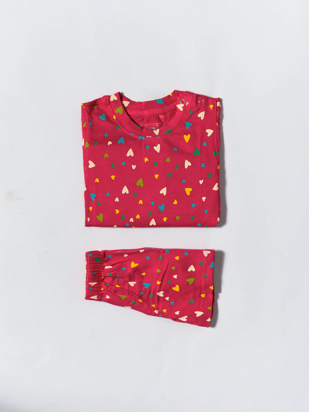 Girls Pink Candy Hearts Puff Sleeve Co-ord Set (245)