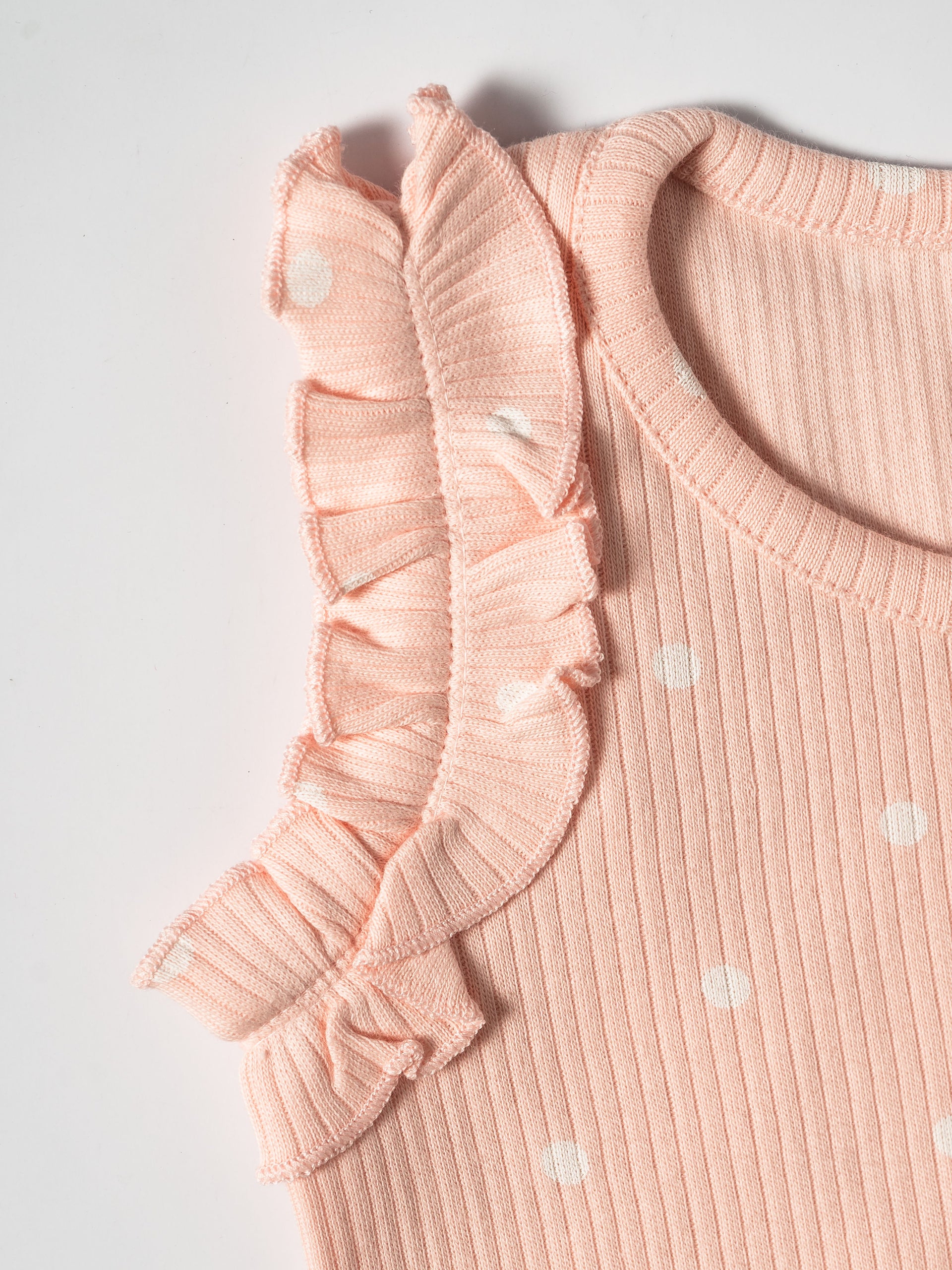 Blush Polka Dot Ribbed Co-ord Set(448)