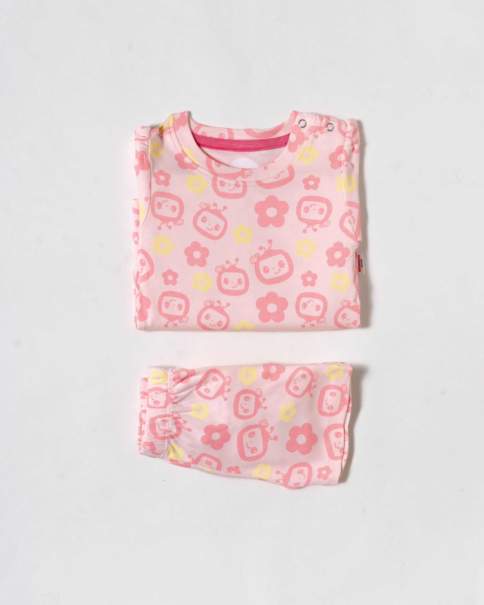 Blush Pink Floral Robot Puff Sleeve Co-Ord Set (236)