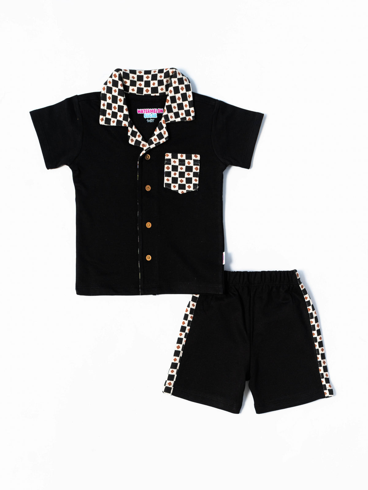 Black Geo Collar Co-ord Set (660)