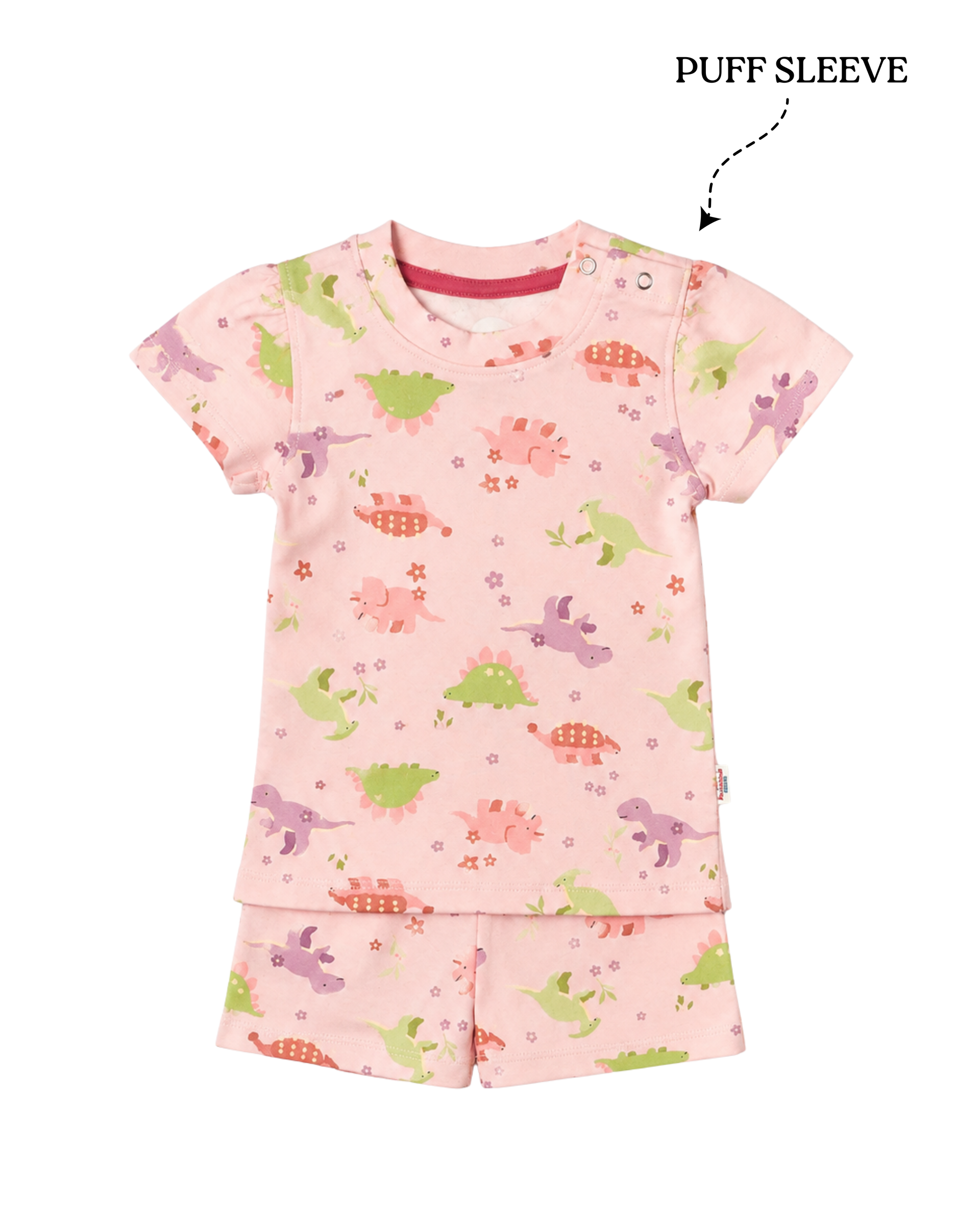 Girls Pastel Dino Puff Sleeve Co-ord Set (240)