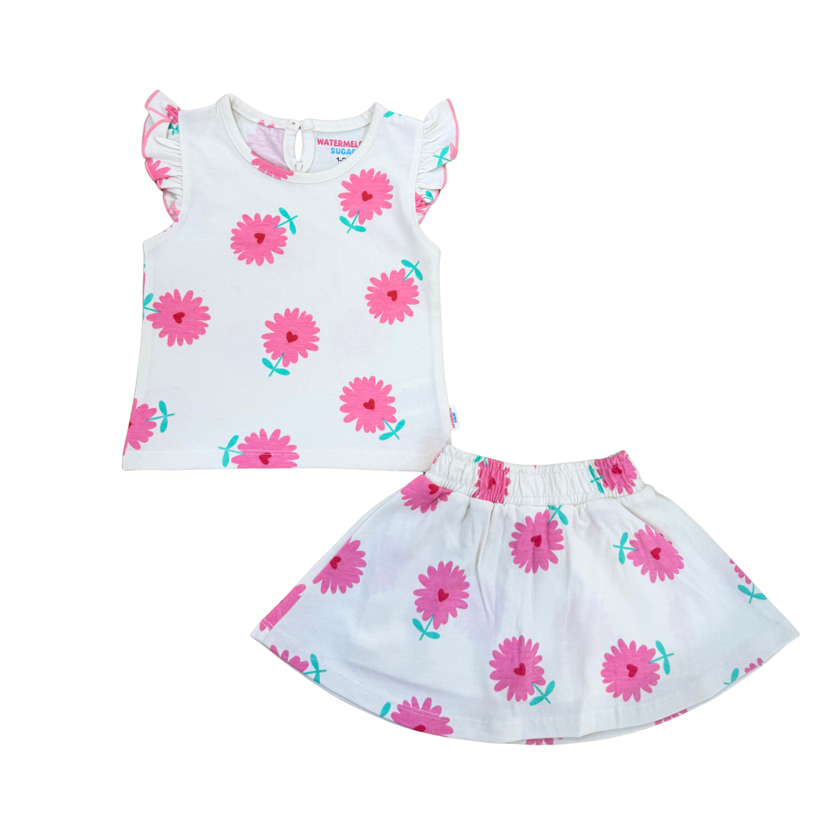 Floral Bloom Ruffle Top & Skort Set (629)