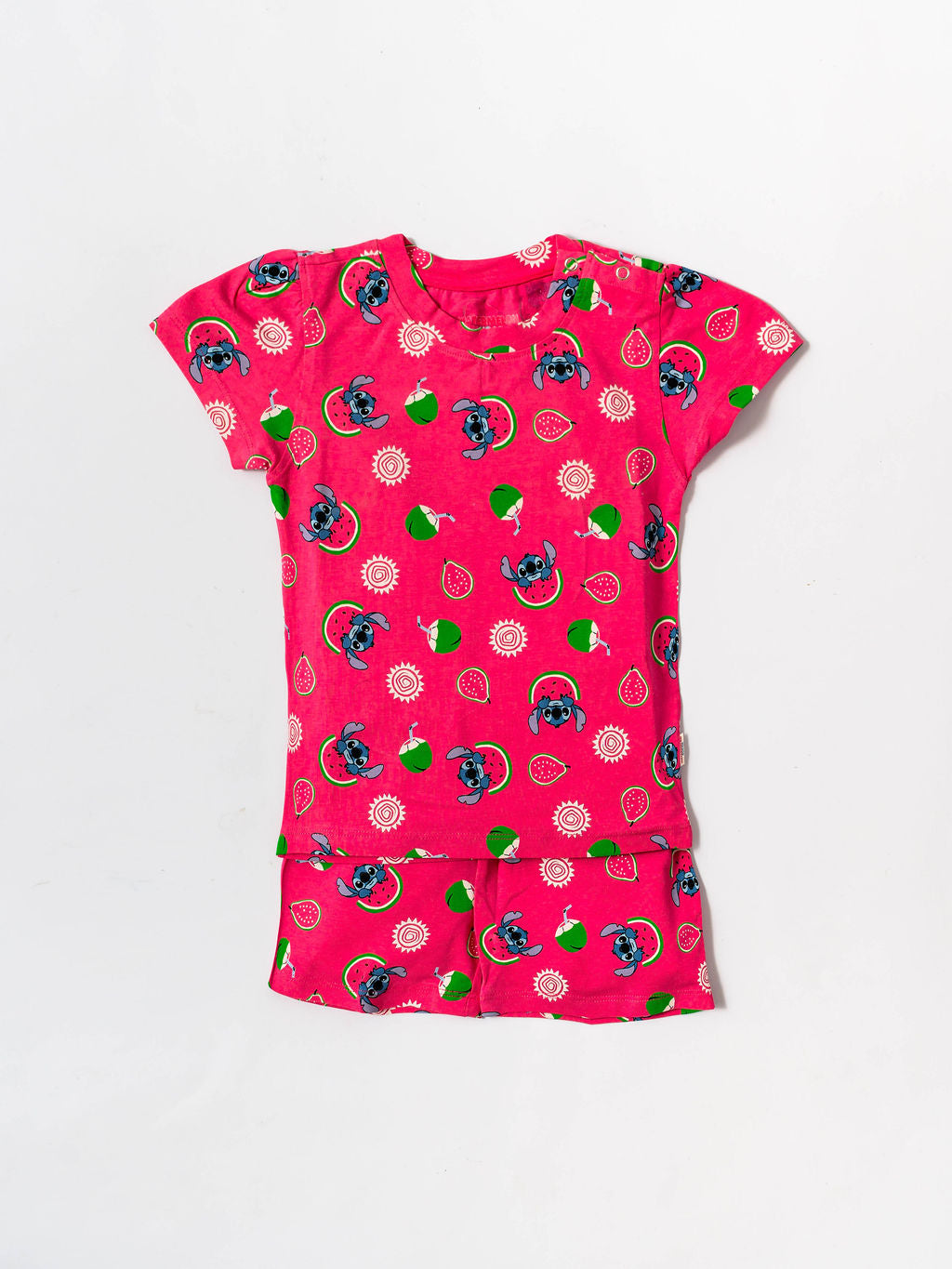 Pink Watermelon Stitch Puff Sleeve Co-ord Set (247)
