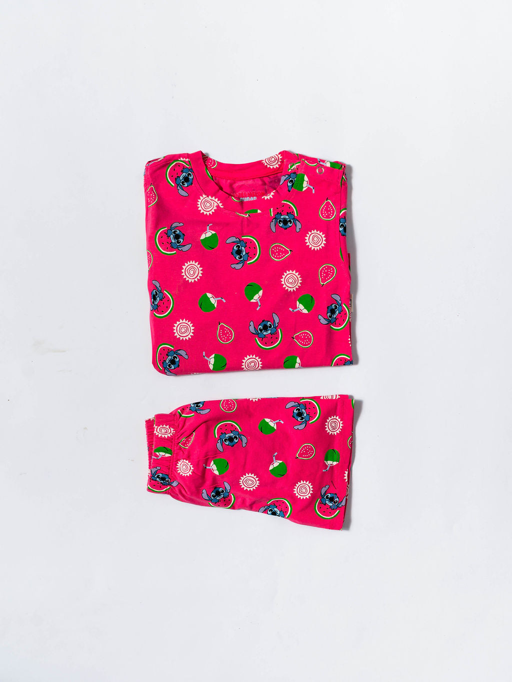 Pink Watermelon Stitch Puff Sleeve Co-ord Set (247)