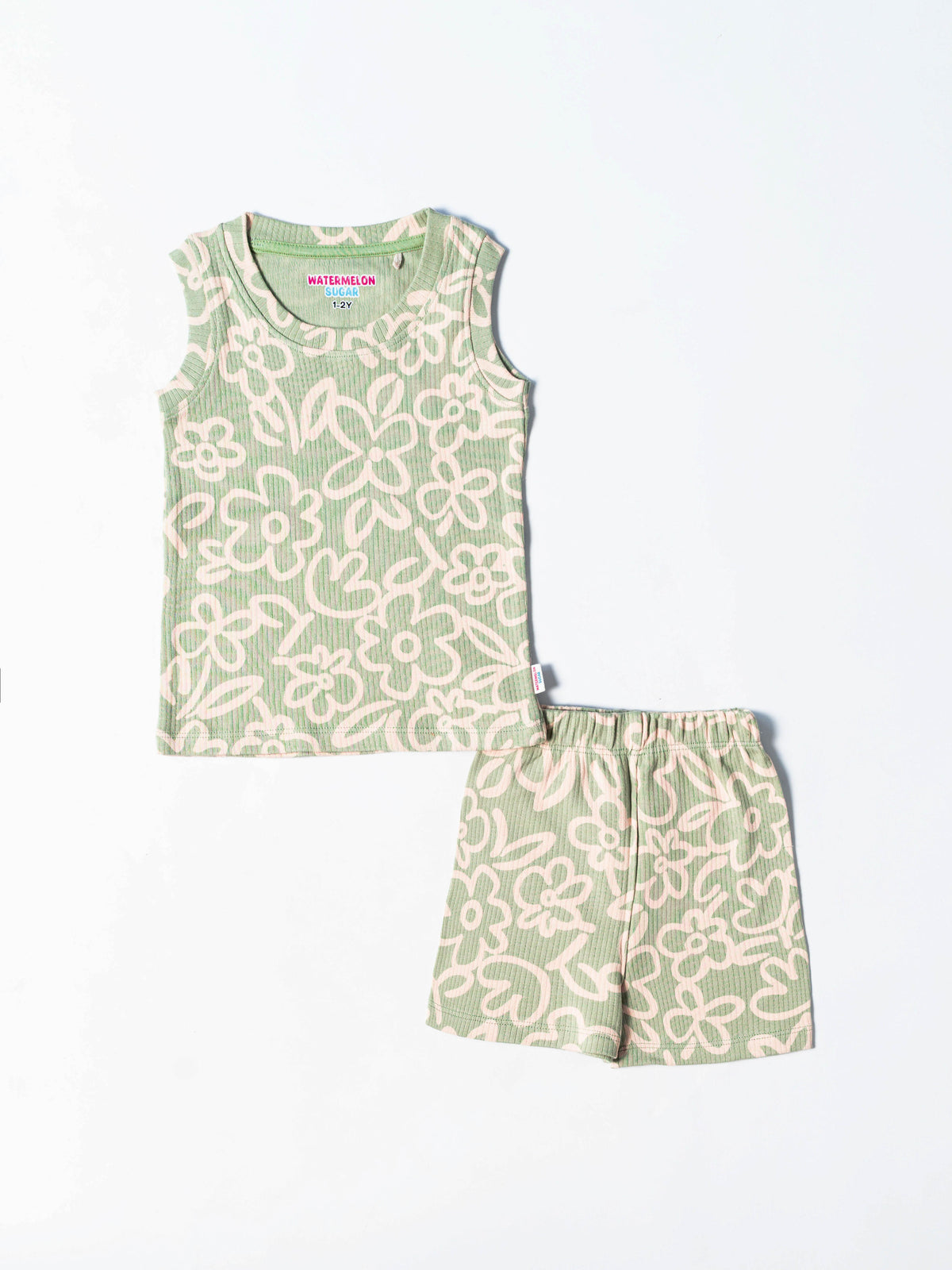 Sage Bloom Ribbed Co-ord Set (467)