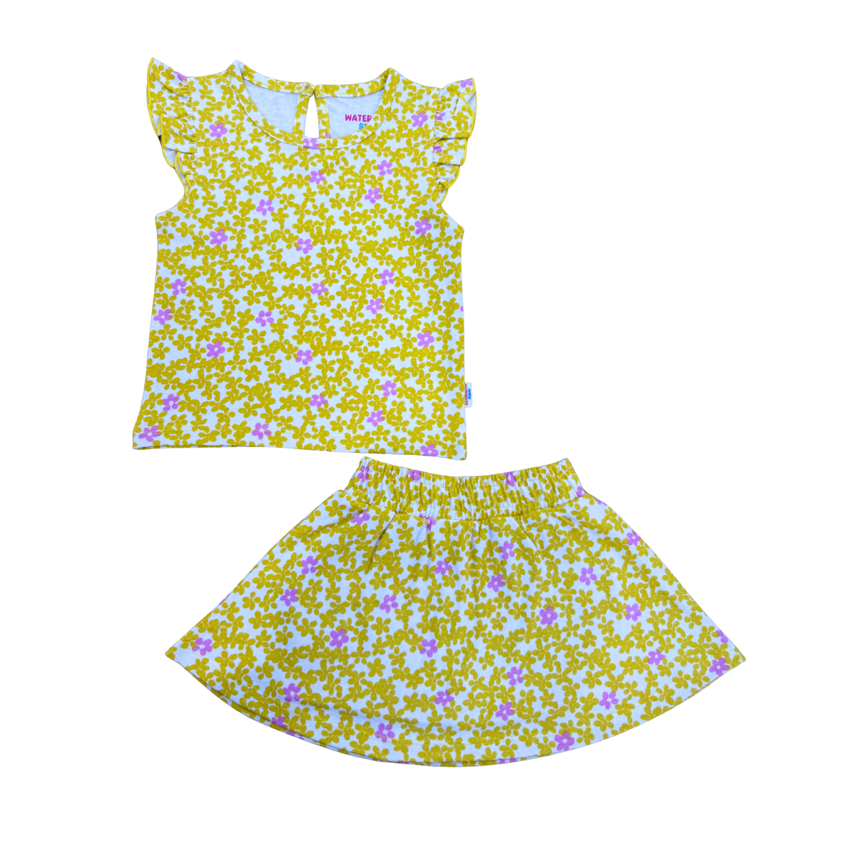 Mustard Floral Ruffle Top & Skort Set (524)