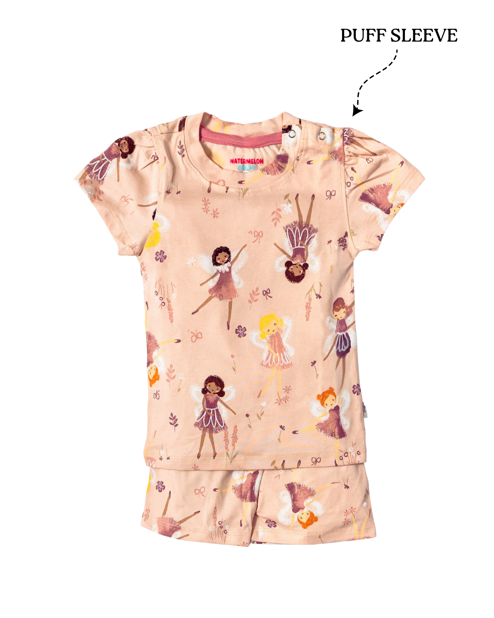 Girls Ballet Bows Puff Sleeve Co-ord Set (284)