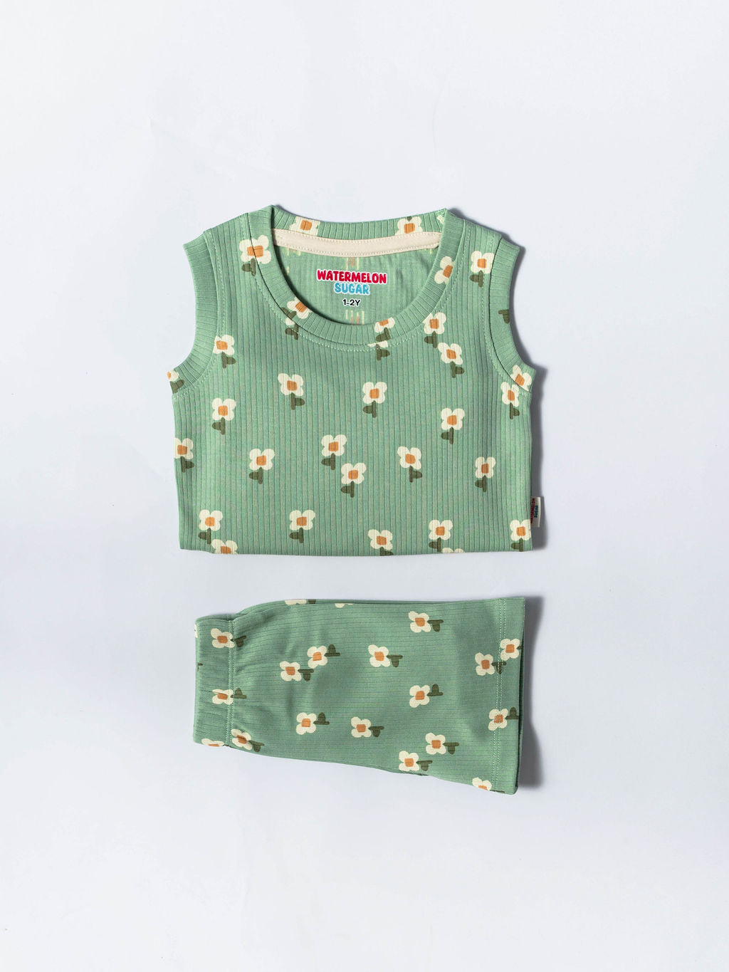 Mint Bloom Ribbed Co-Ord Set (429)