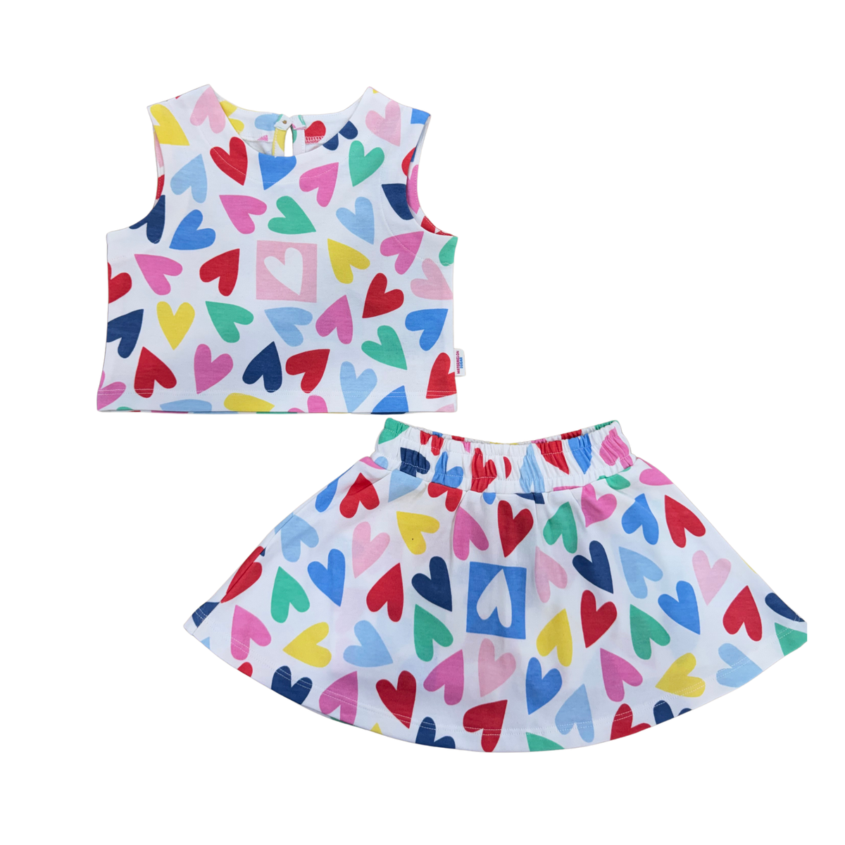 Rainbow Hearts Print Top & Skort Set(670)