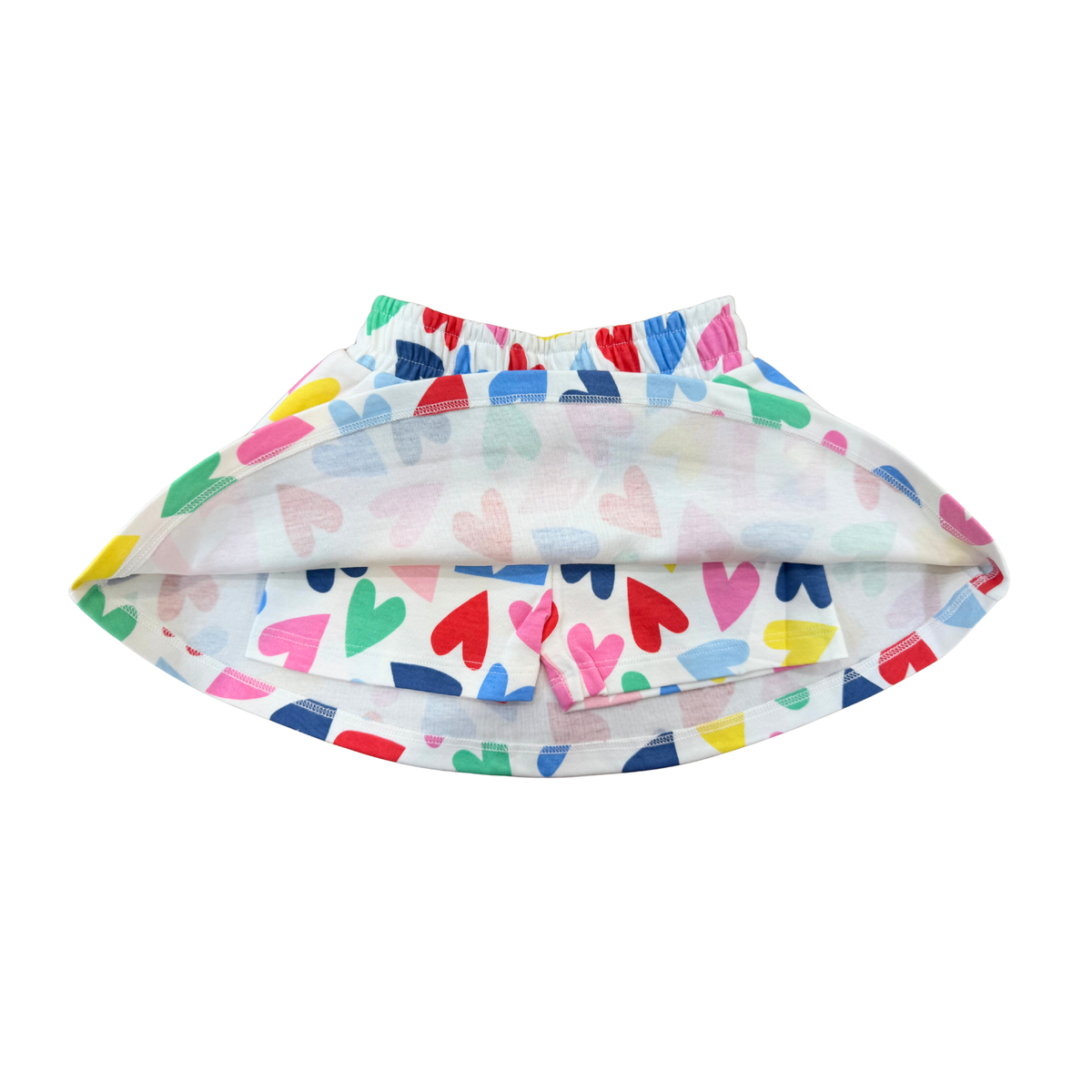 Rainbow Hearts Print Top & Skort Set(670)