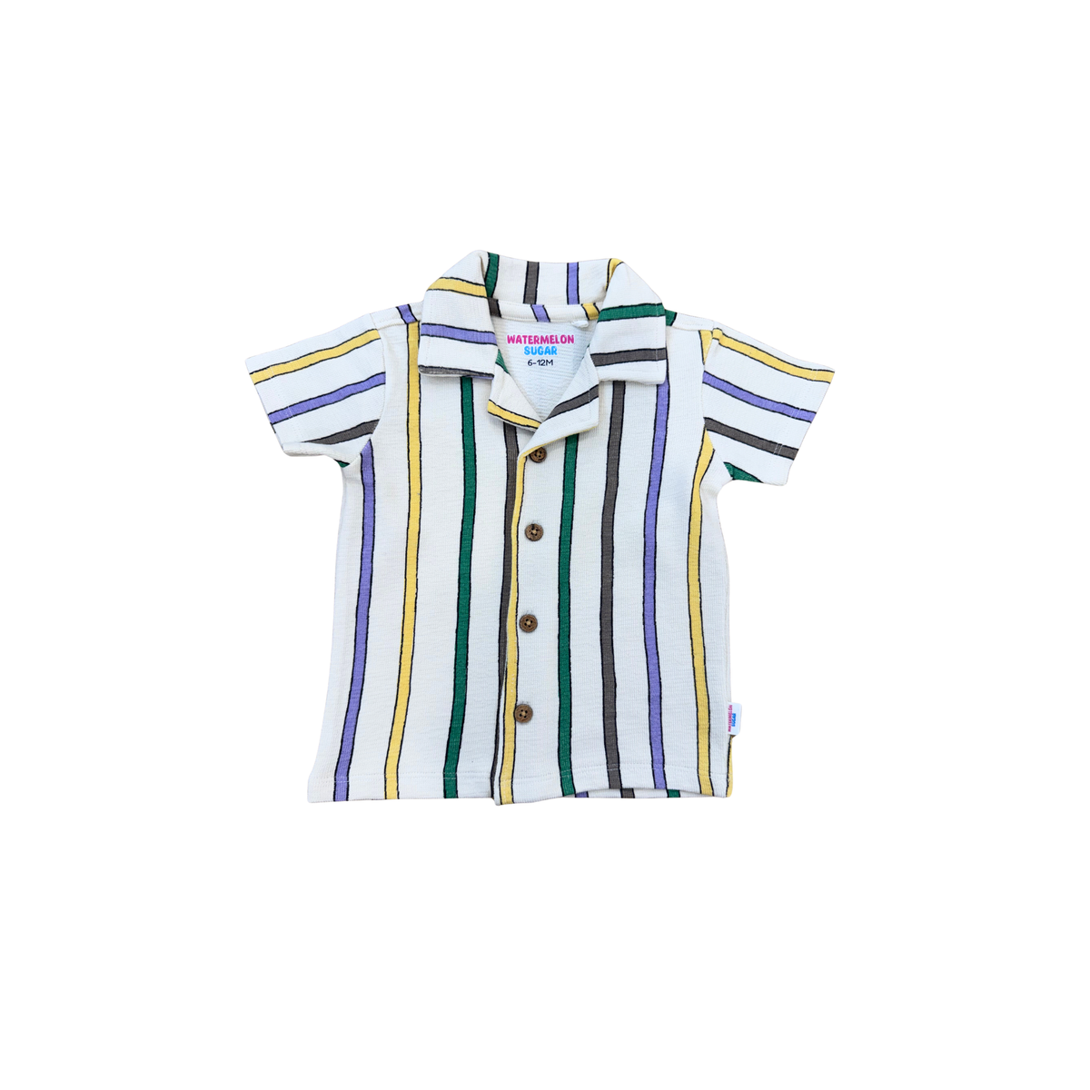 Pastel Stripe Collared Shirt & Shorts Set (674)