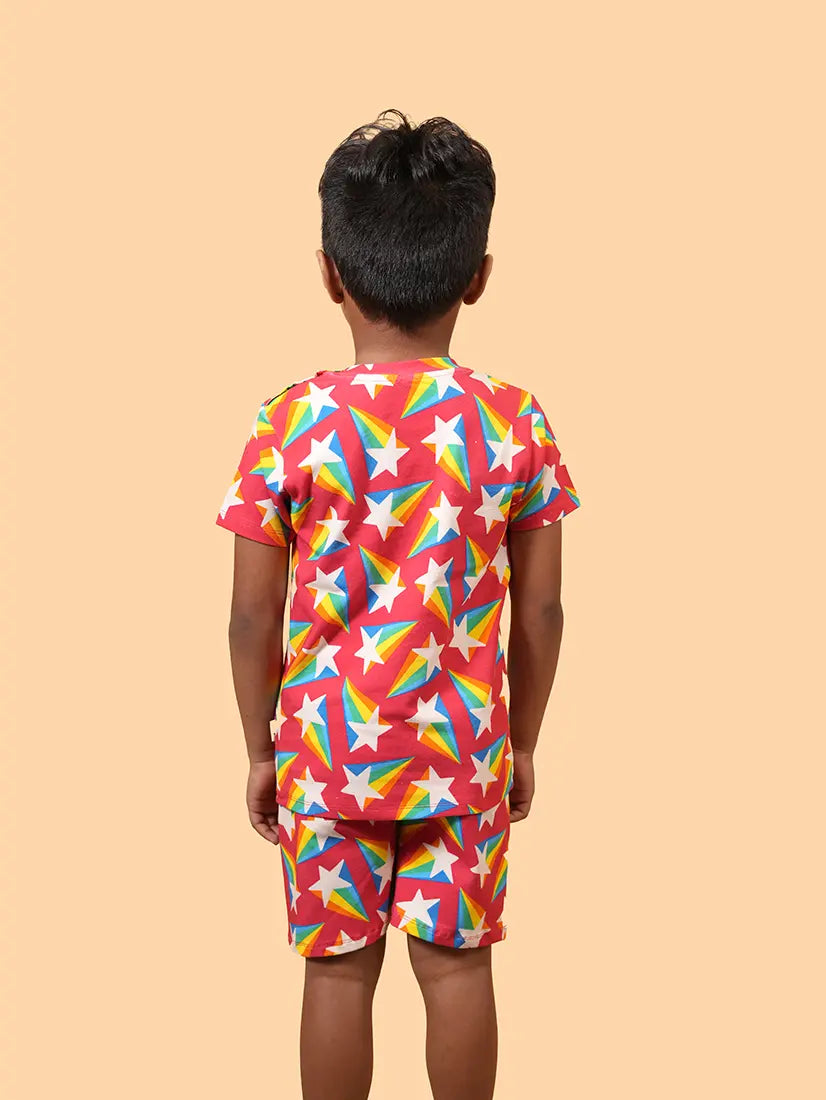 Rainbow Star Print Co-ord Set (Red) (251)