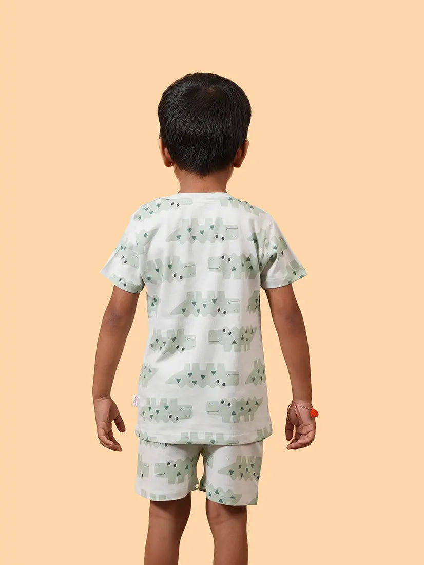 Mint Crocodile Print Co-ord Set (231)