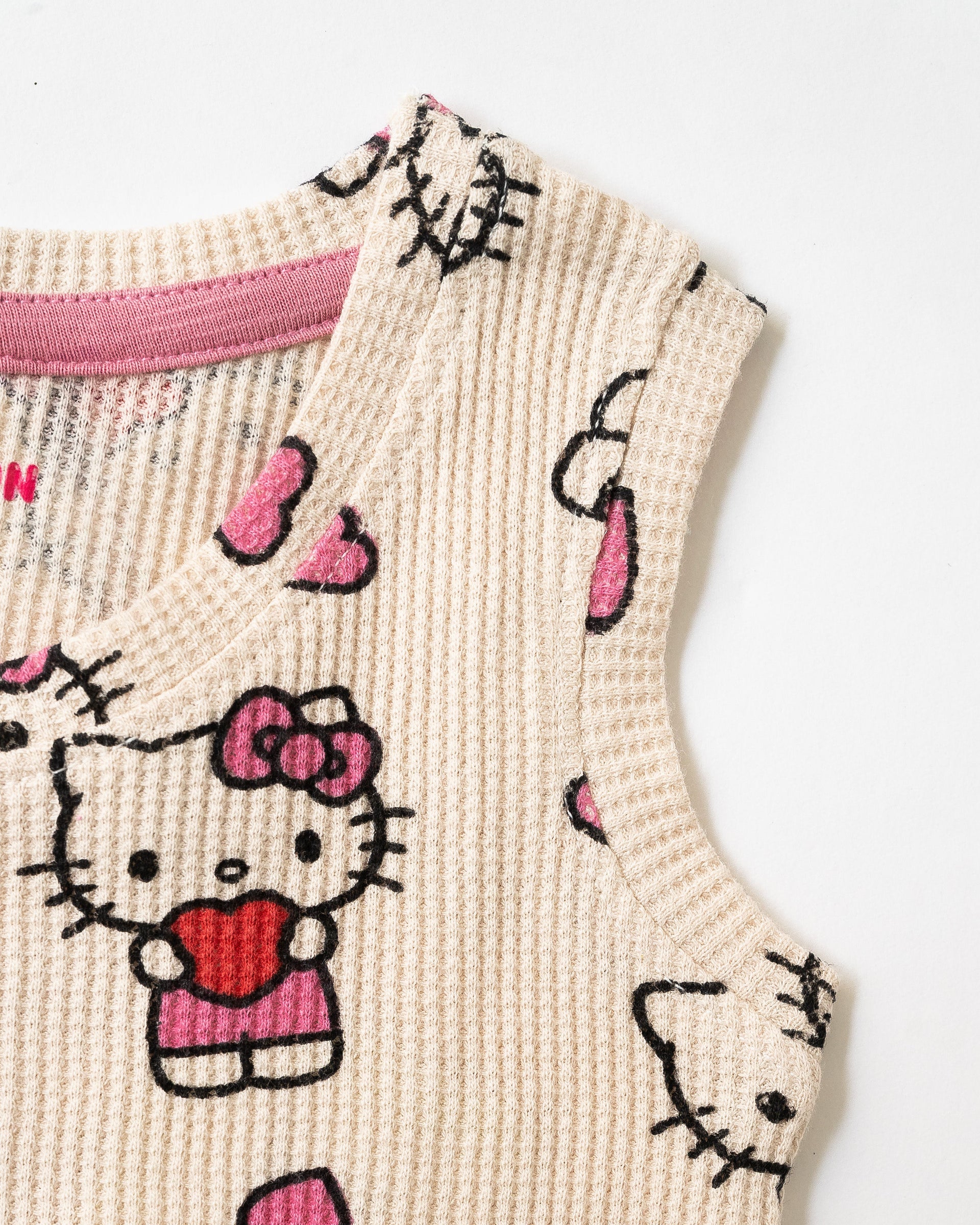 Cream Kitty Love Sleeveless Co-ord Set (307)