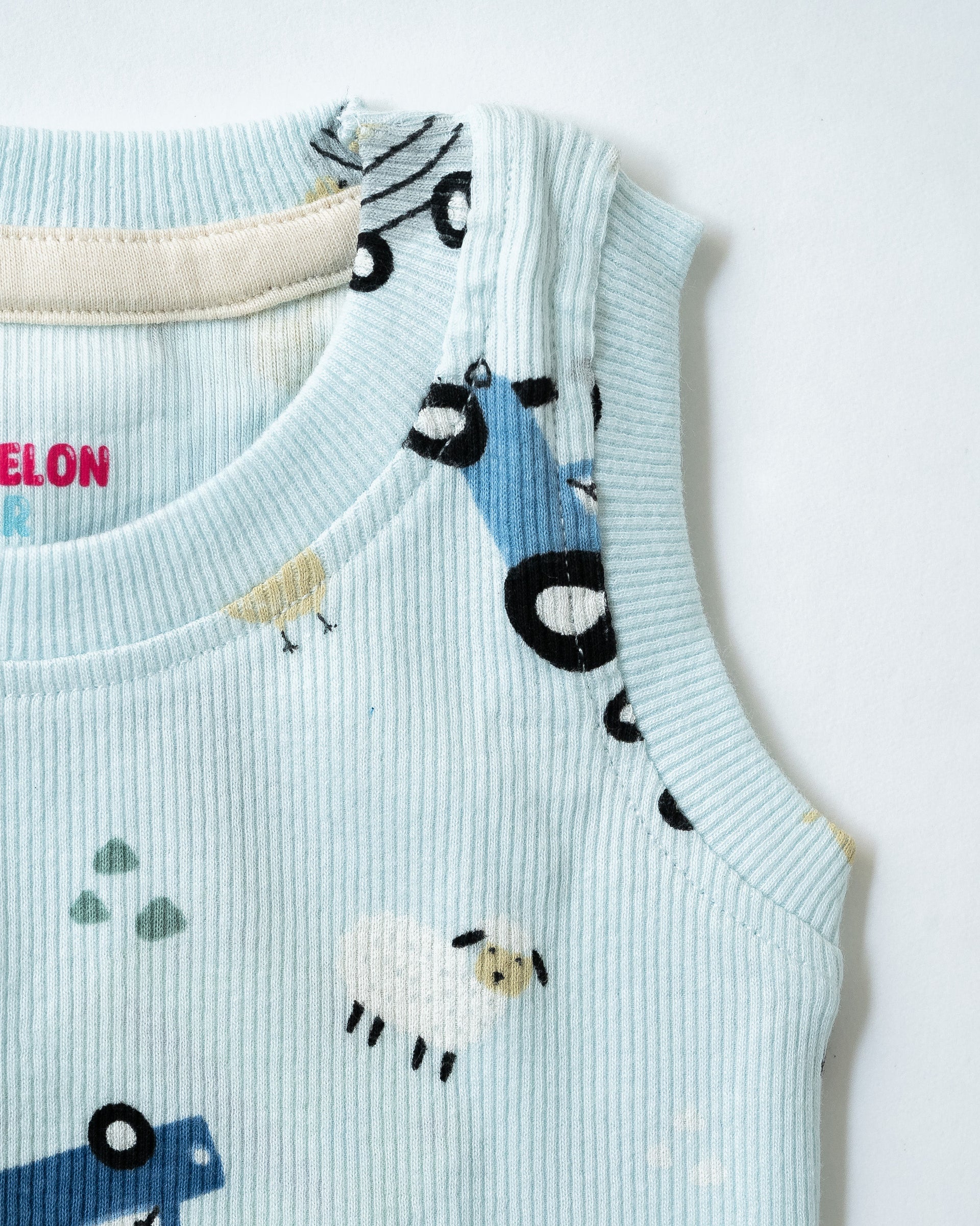 Little Wheels Sky Blue Sleeveless Co-ord Set (281)