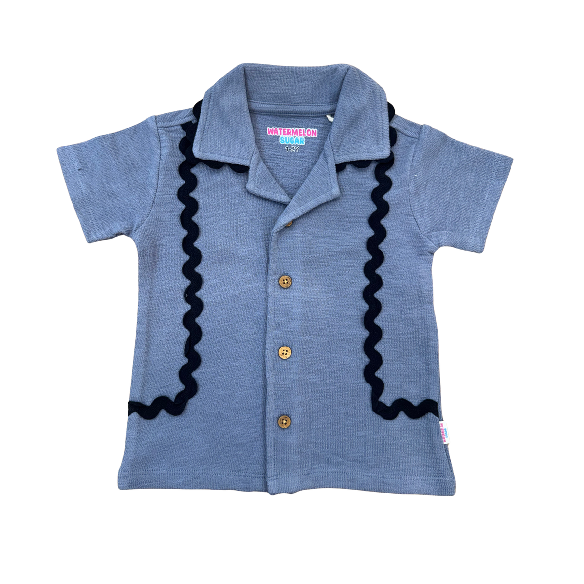 Slate Blue Ric-Rac Trim Shirt & Shorts Set (598)