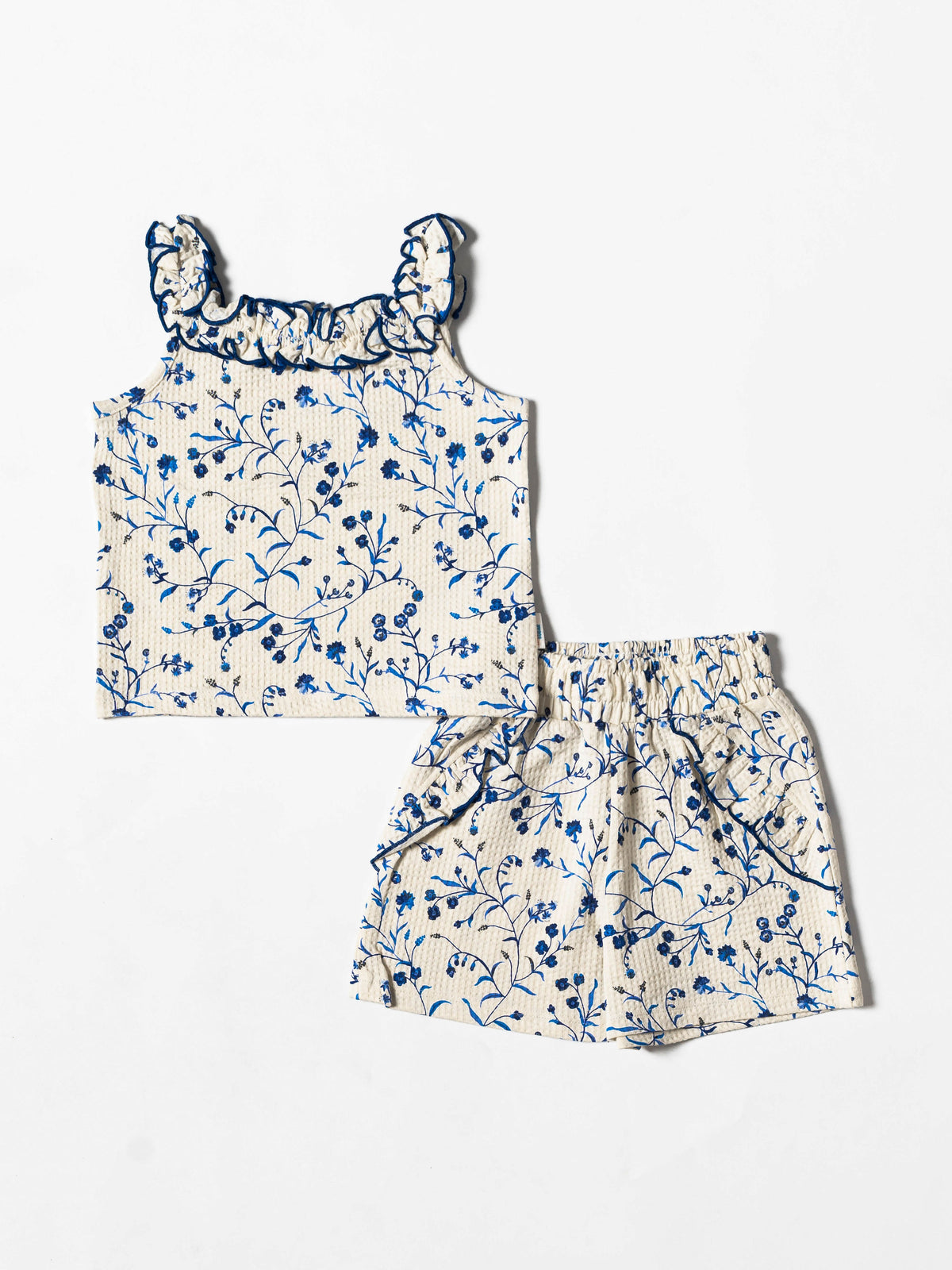 Blue Floral Ruffle Co-ord Set (648)