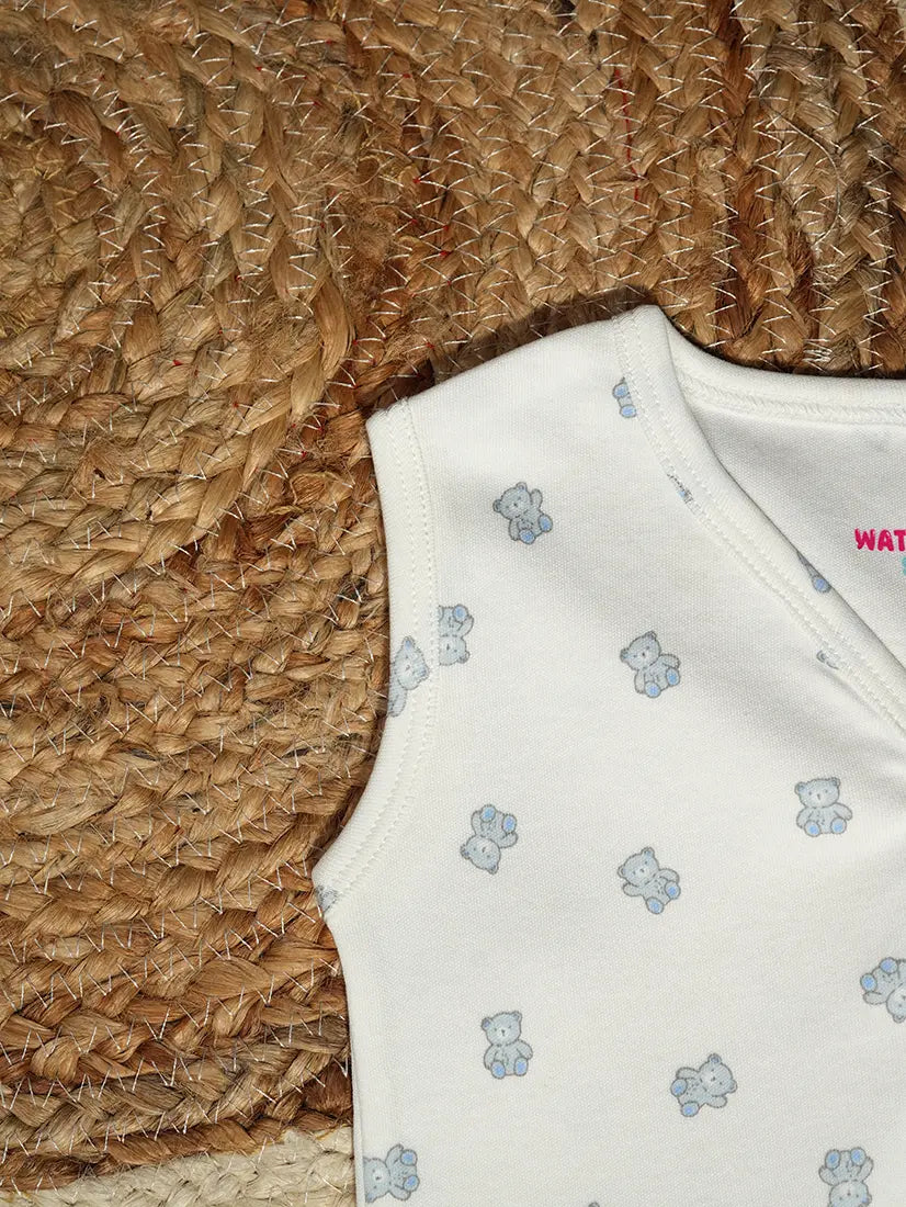 Blue Teddy Bear Print Baby Jabla (J1)