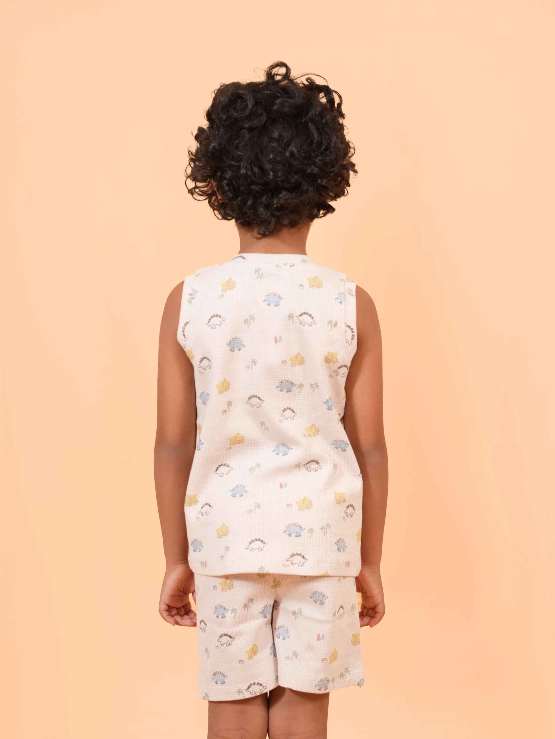 Light Biscuit Sleeveless Dinosaur Print Co-ord Set (177)