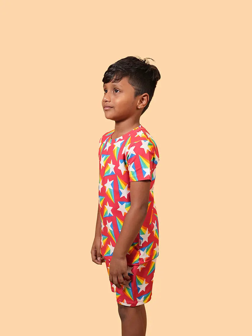 Rainbow Star Print Co-ord Set (Red) (251)
