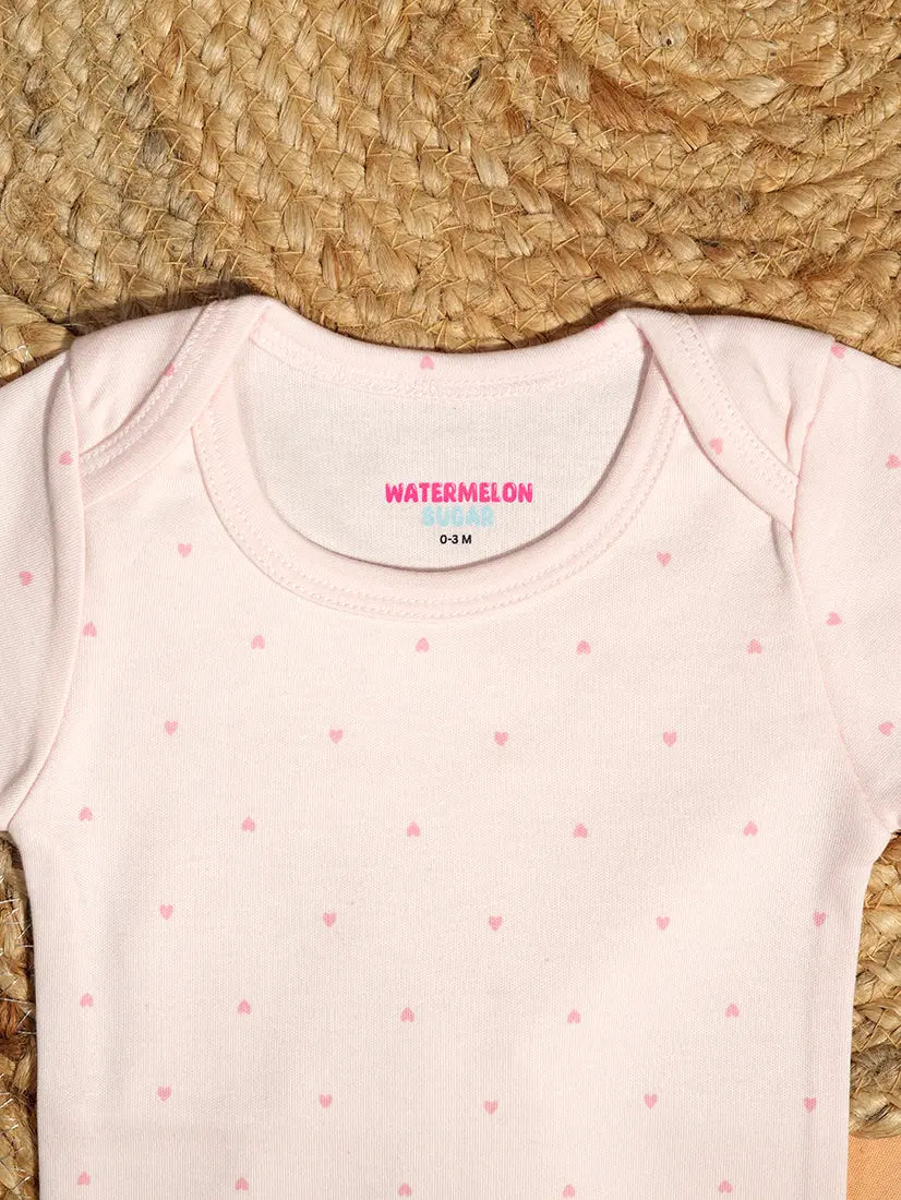 Pink Heart Print Baby Romper (ROM20)
