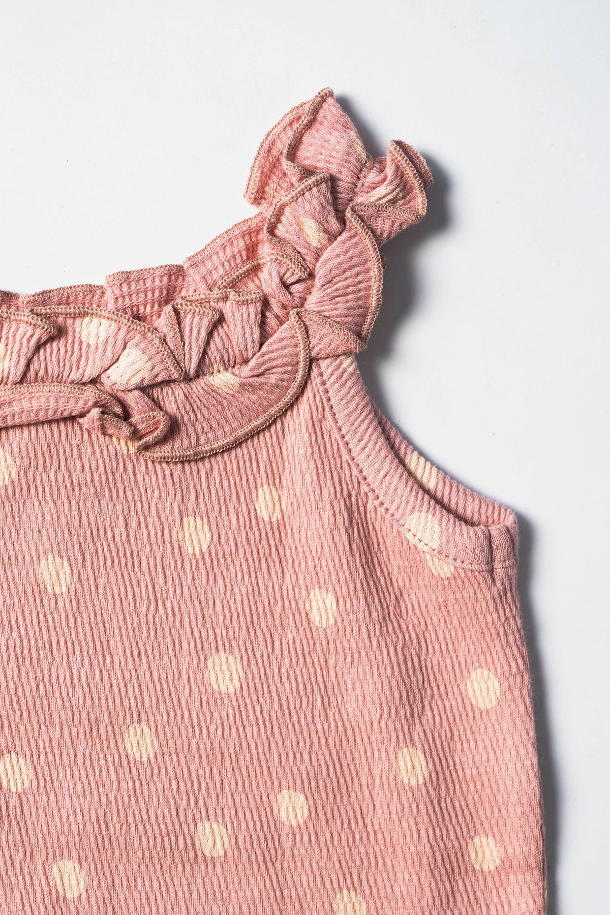Pink Polka Dot Crinkle Top & Shorts Set (424)