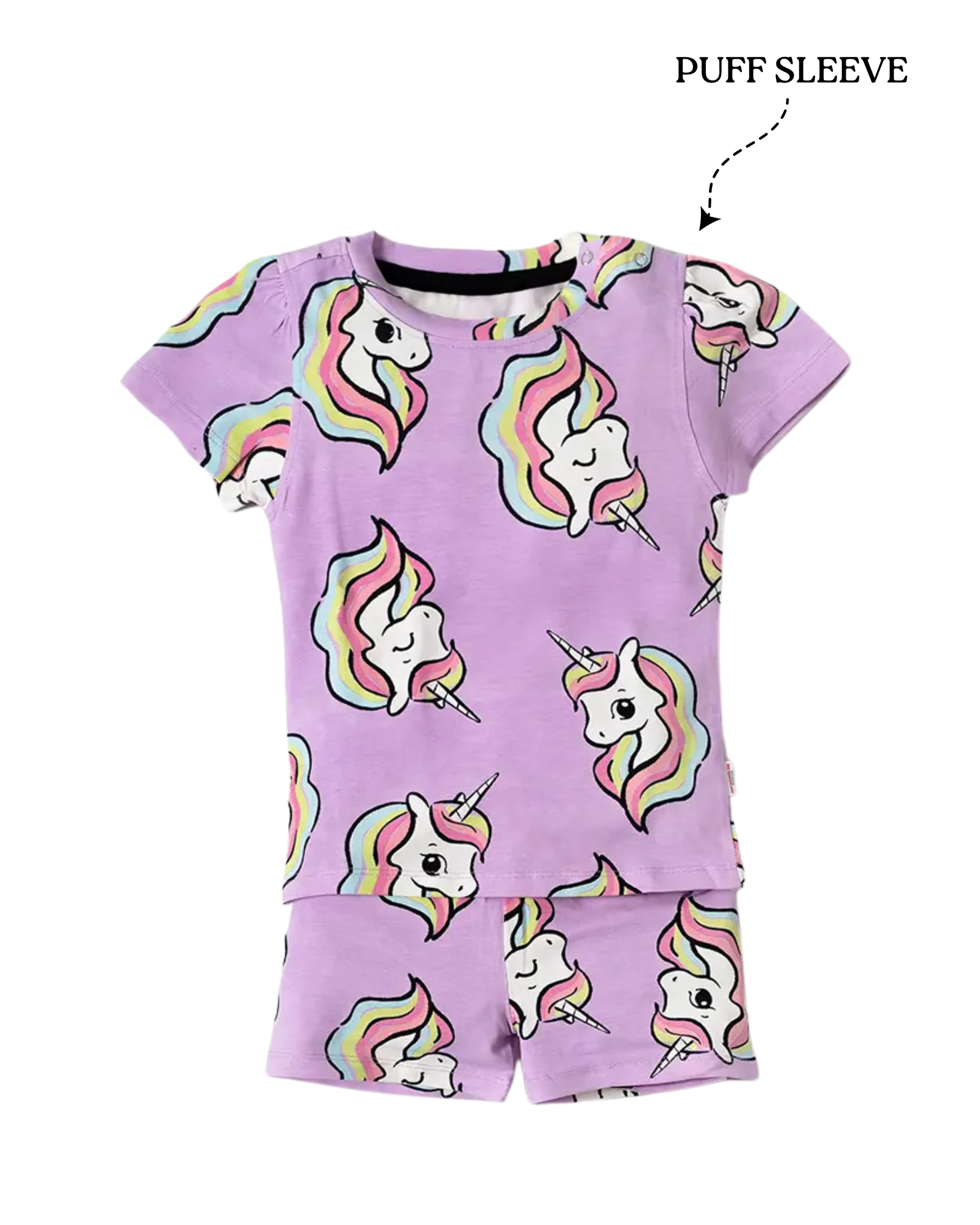 Girls Unicorn Dream Puff Sleeve Cotton Co-ord Set (316)