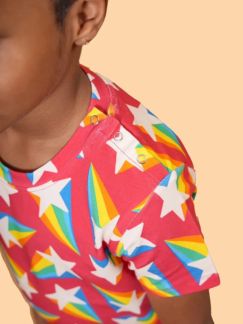Rainbow Star Print Co-ord Set (Red) (251)