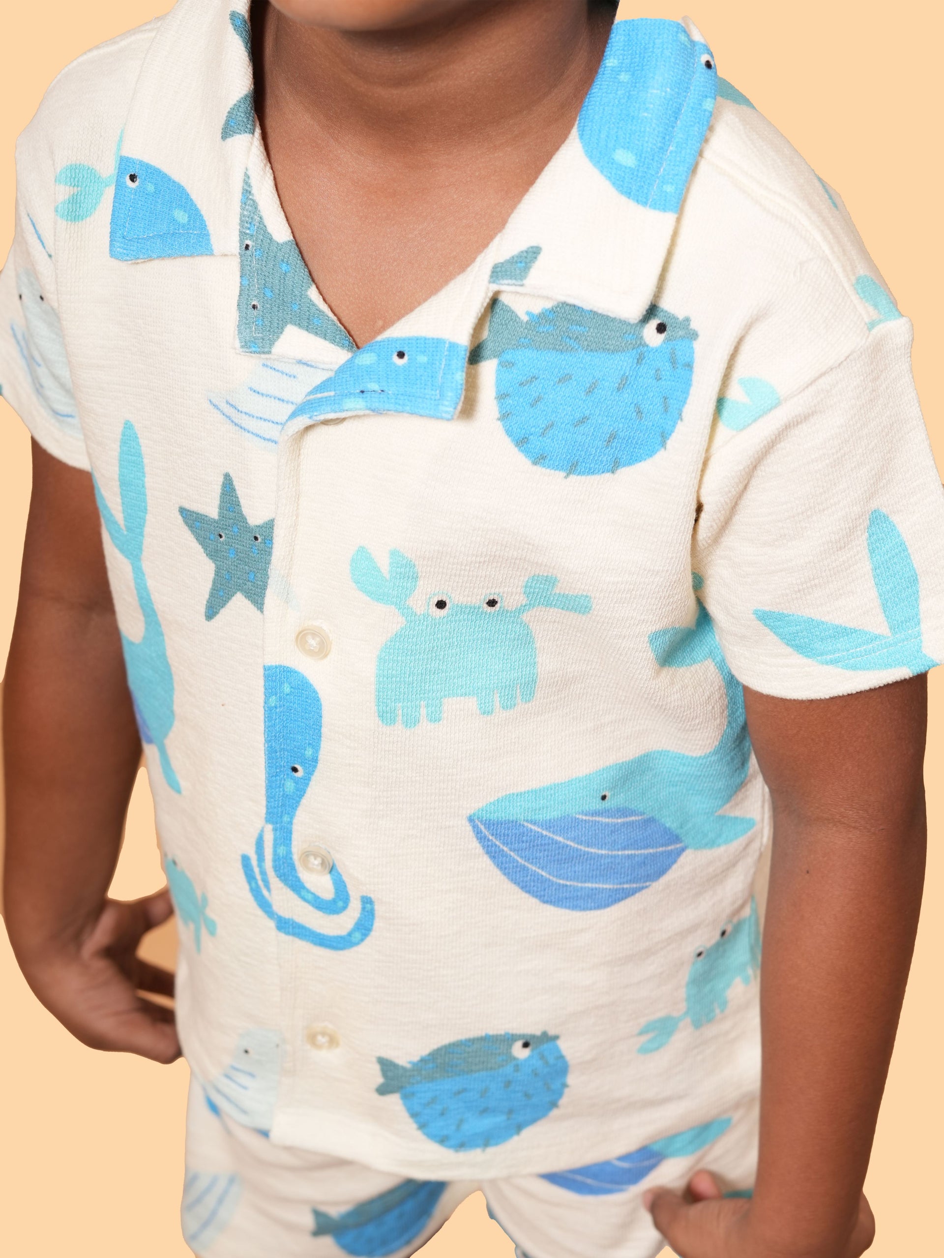 Ocean Friends Loopknit Shirt & Shorts Co-Ord Set (184)