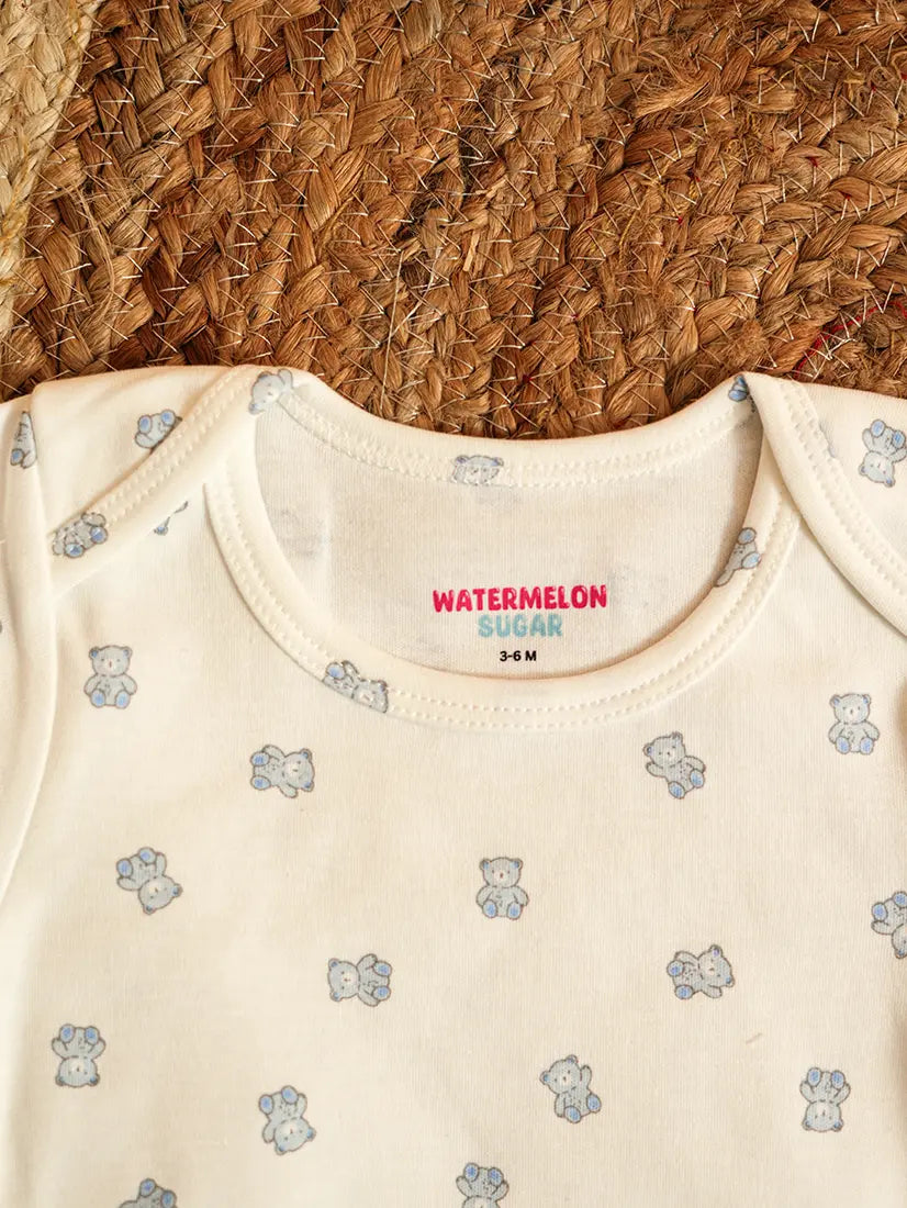 Blue Teddy Bear Printed Baby Romper (ROM1)