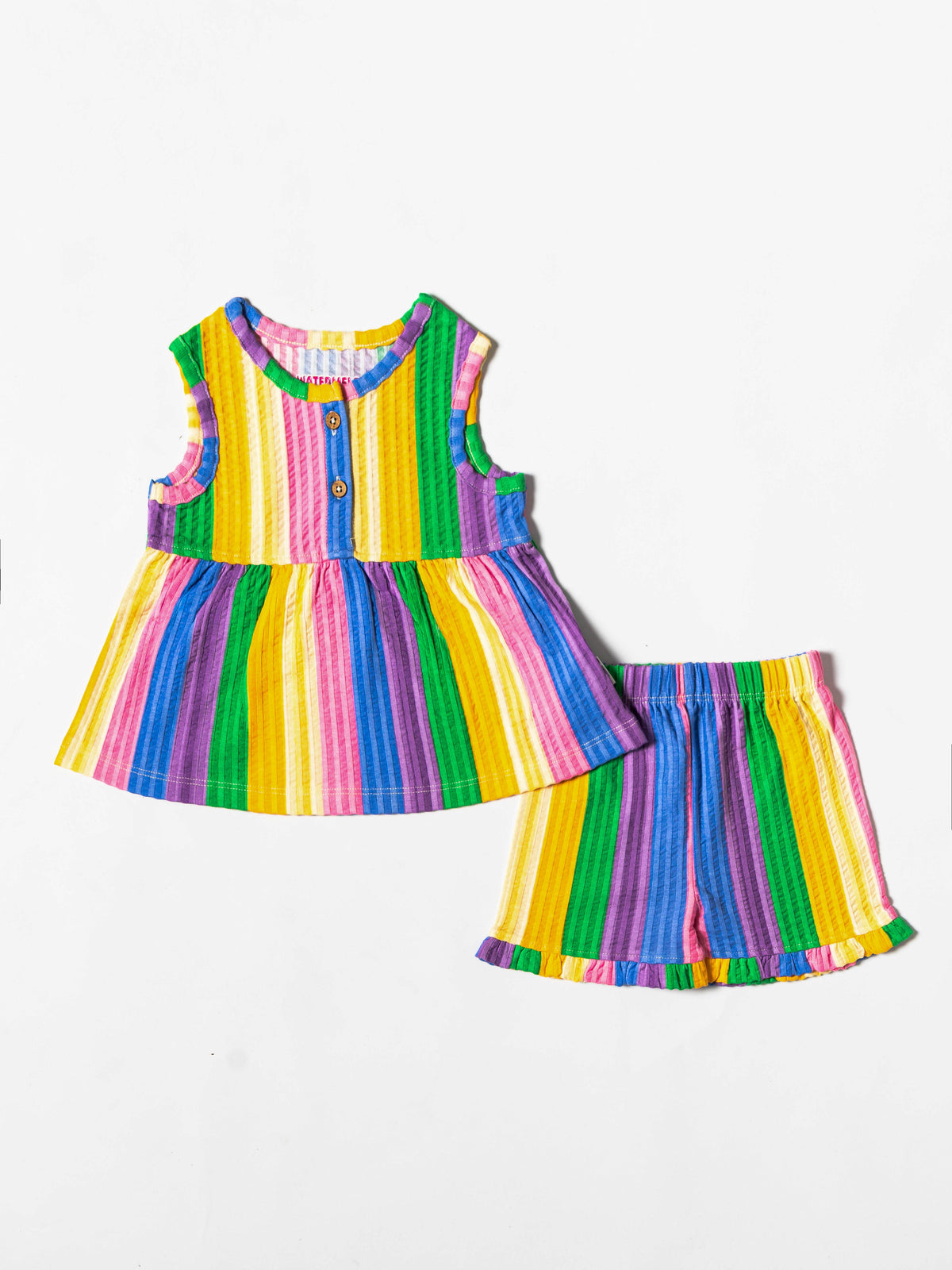 Rainbow Ruffle Stripe Co-ord Set (657)
