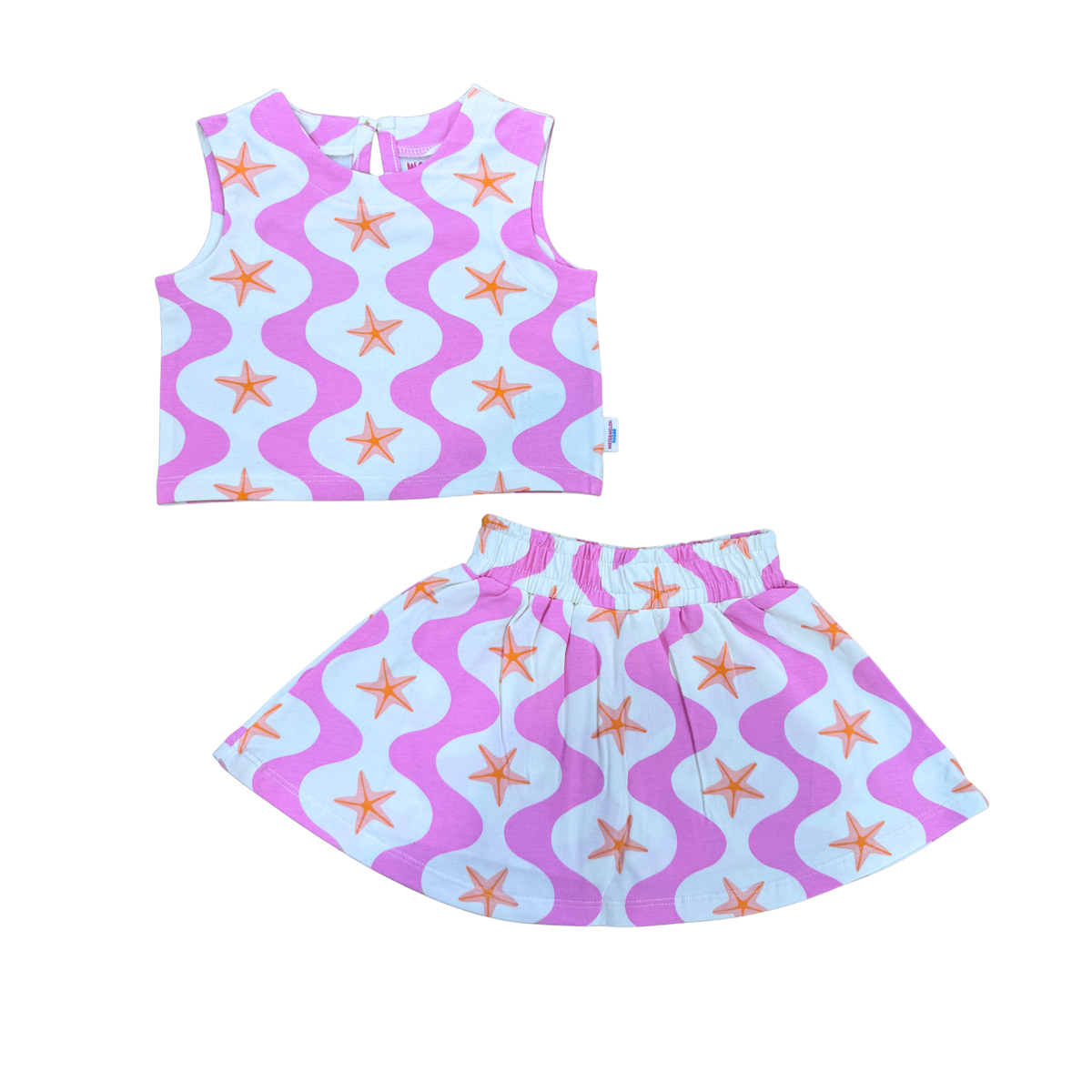 Pink & Aqua Starfish Print Top & Skort Set (545)