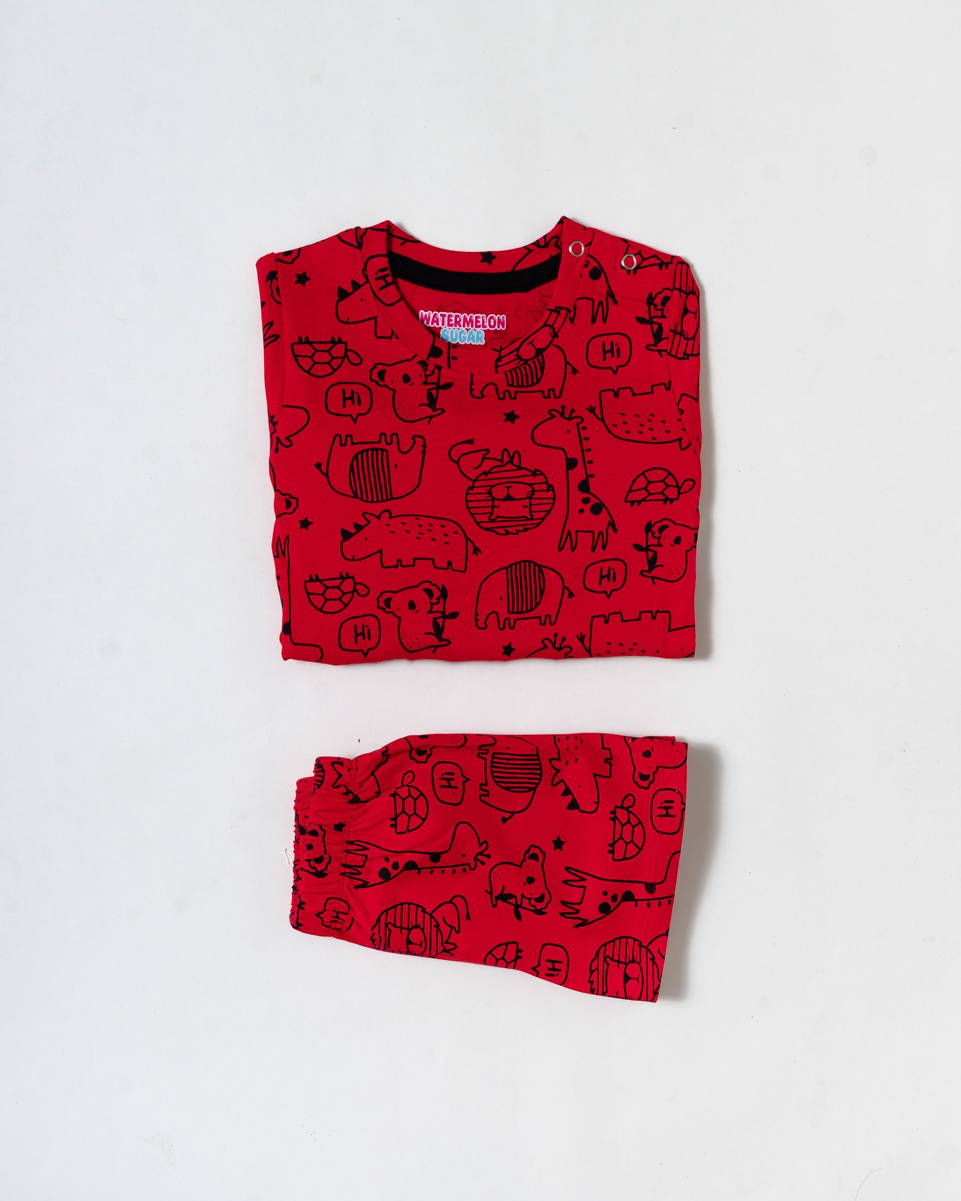Crimson red Jungle Doodle Co-ord Set