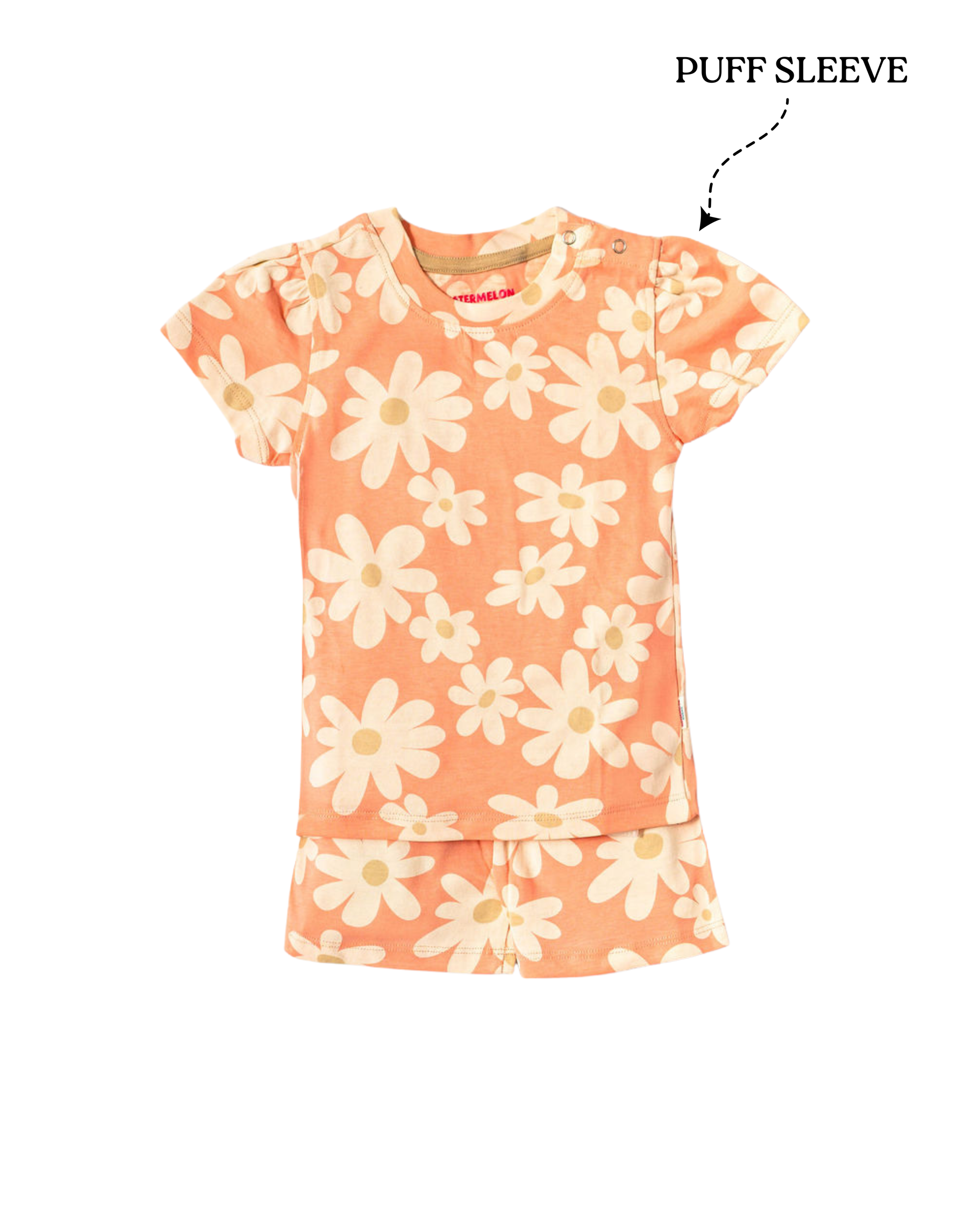 Girls Pink Daisy Puff Sleeve Co-ord Set (244)