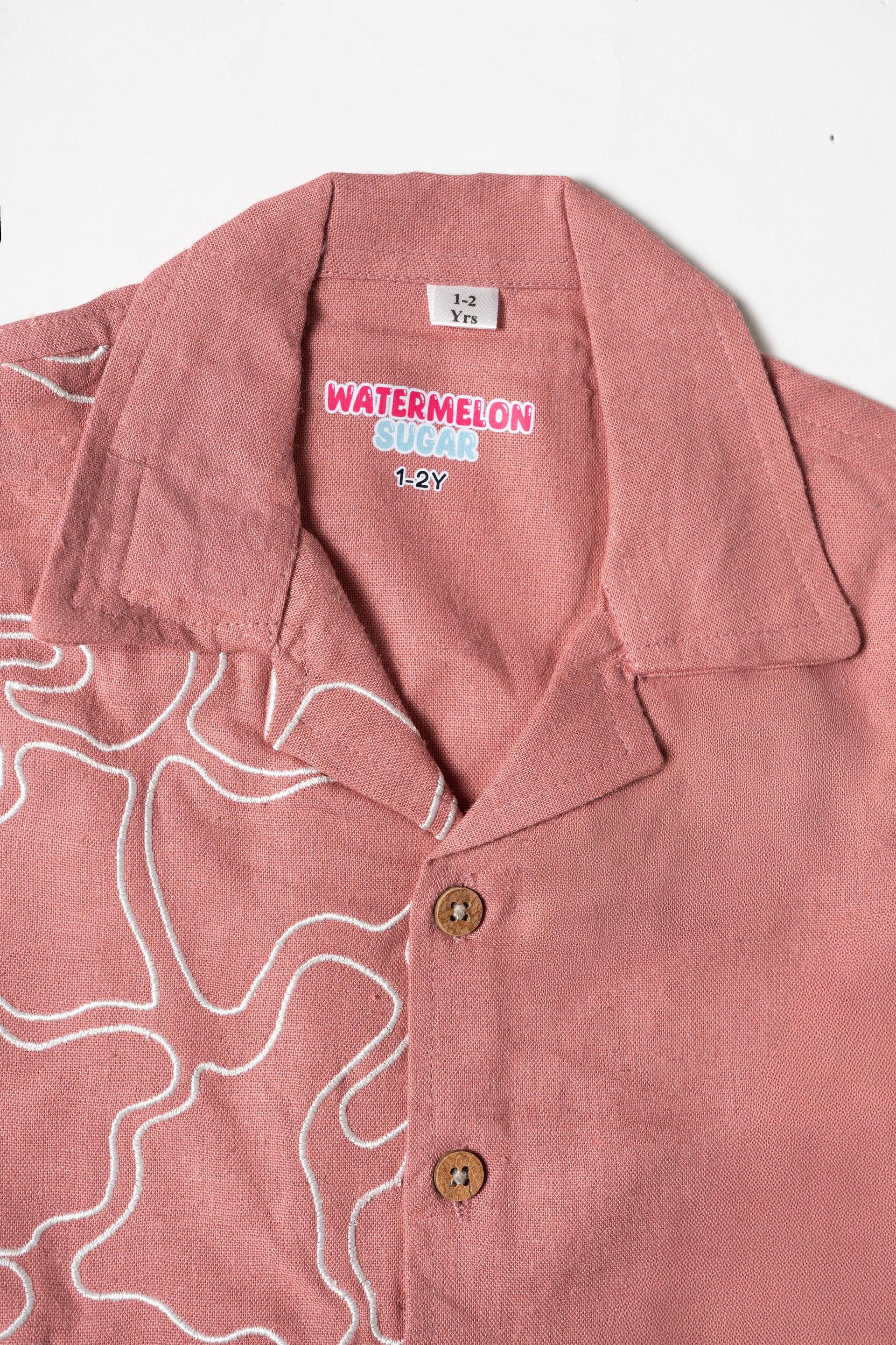 Pink Linen Cotton Embroidered Co-Ord Set (386)