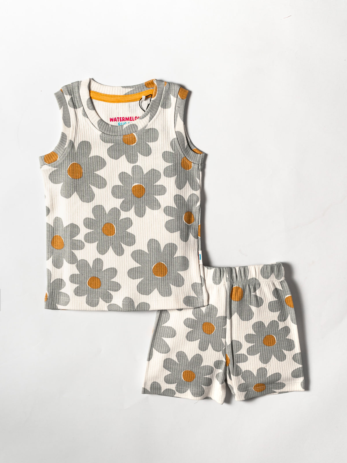 Grey daisy sleeveless co-ord set(478)