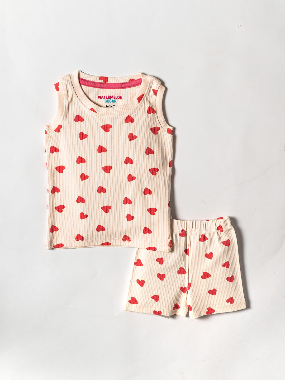 Sweet Hearts Rib Sleeveless Co-ord Set(485)