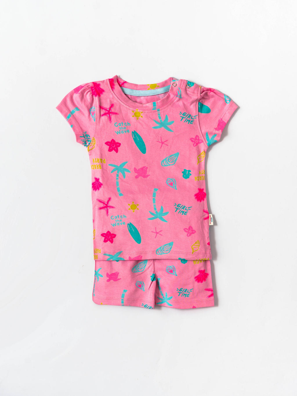 Tropical Vibes Pink Puff Sleeve Co-ord Set (234)