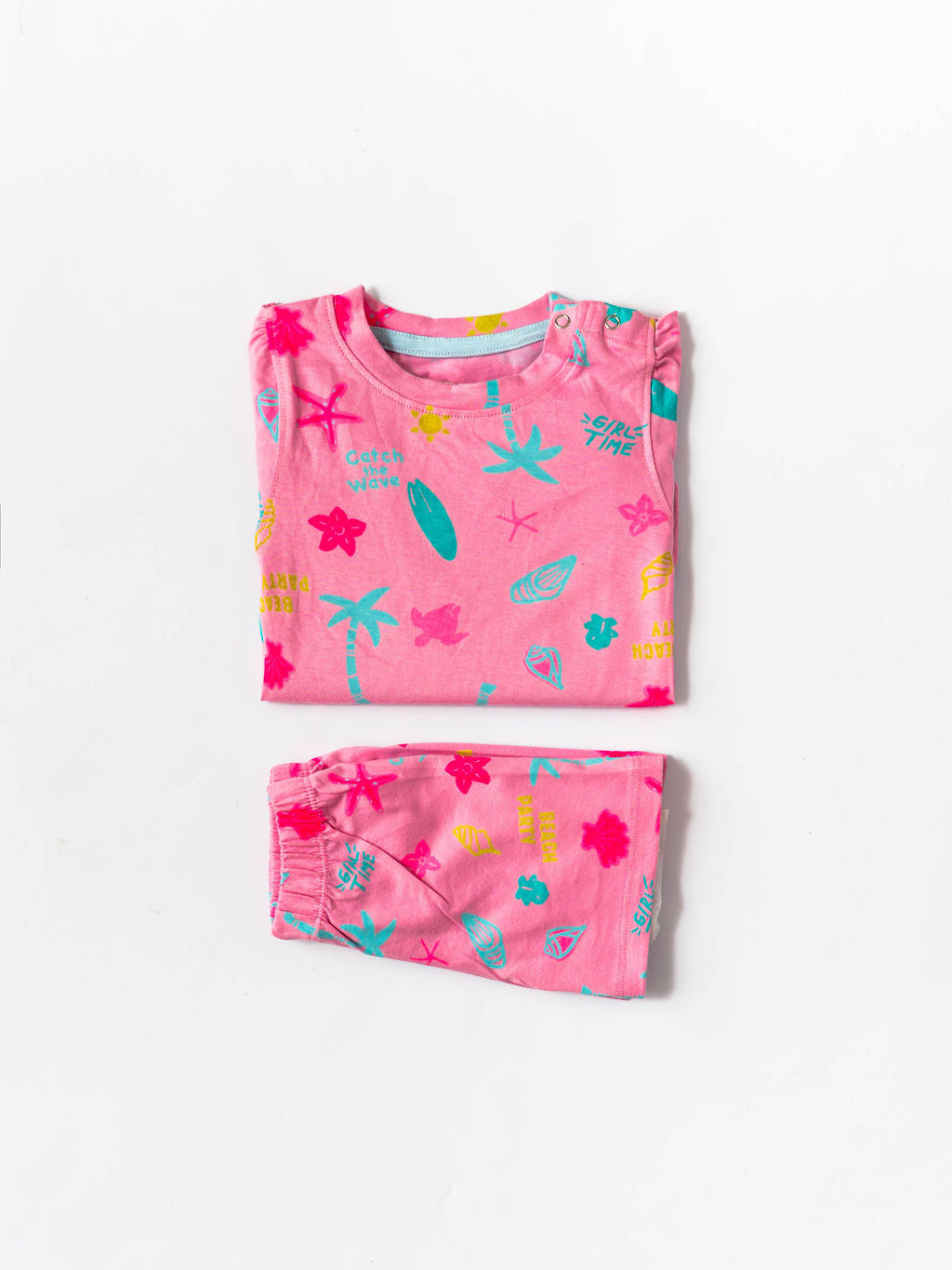 Tropical Vibes Pink Puff Sleeve Co-ord Set (234)