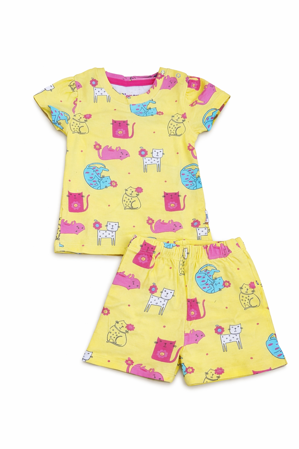 Cat Print Puff Sleeve Co-ord set (391)