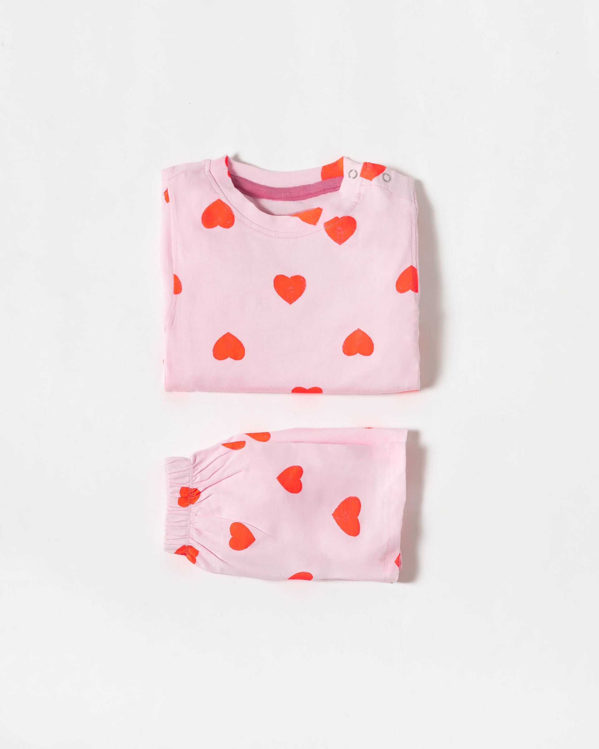 Sweet Hearts Cotton Puff Sleeve Co-ord Set (319)