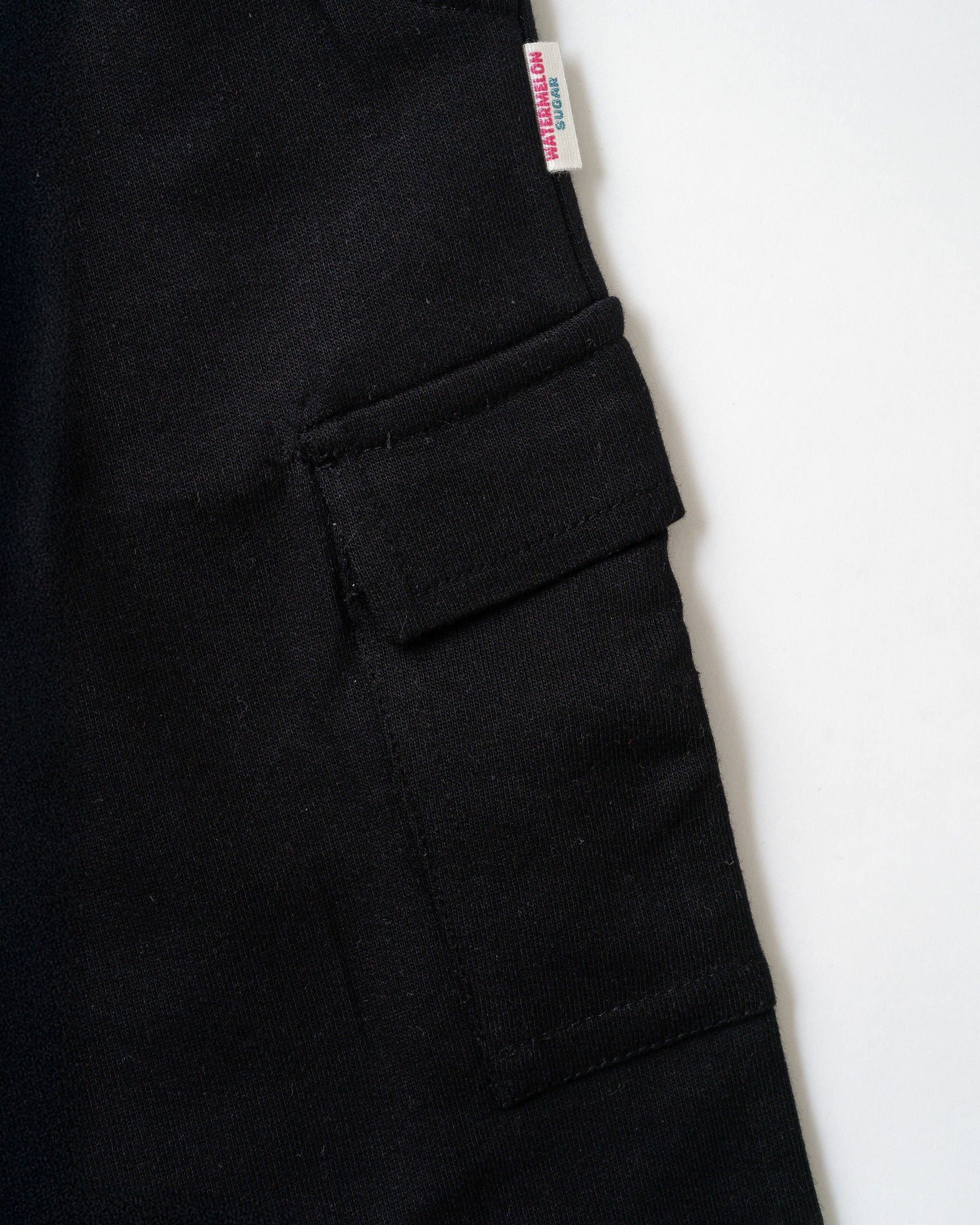 Black Cotton Loopknit Cargo Pants (CTP06)