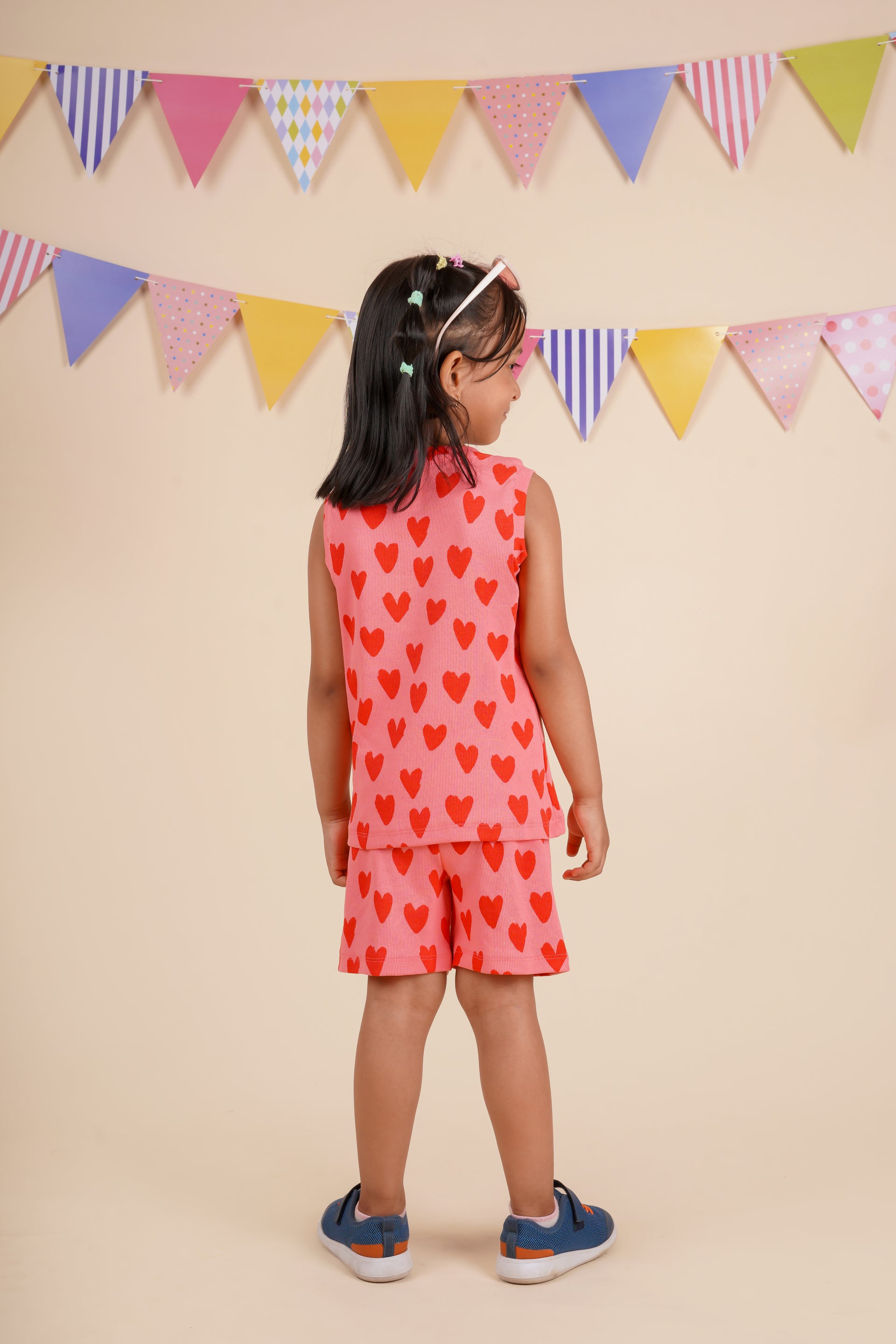 Red Heart Printed Sleeveless Co-ord Set (133)