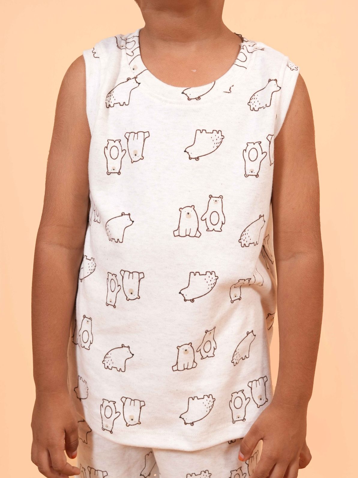 Teddy Bear Printed Sleeveless Co-ord Set