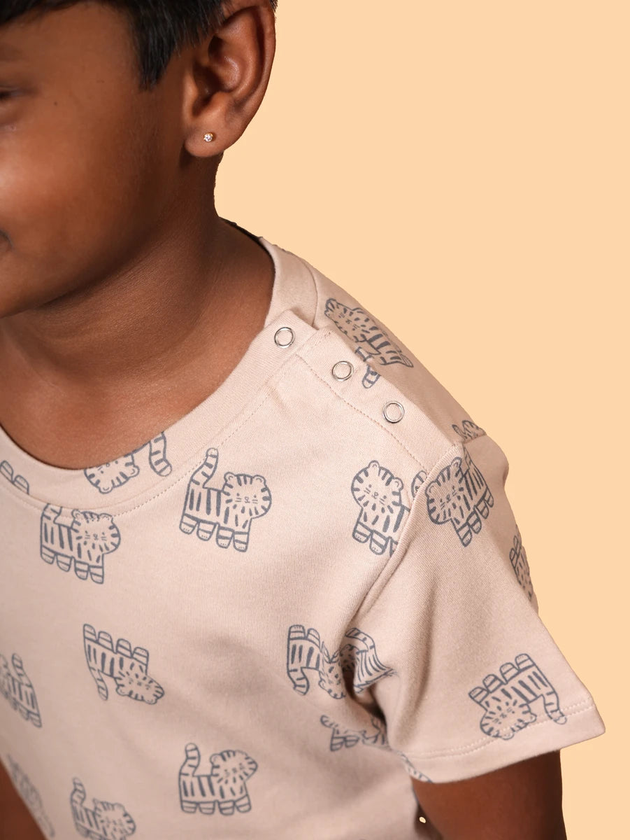Tiger Print Co-ord Set | 100% Cotton Interlock | 6M–6Y